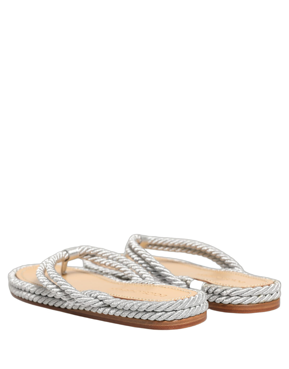 New Dolce & Gabbana Silver Rope Slides Sandals Flip Flops Shoes