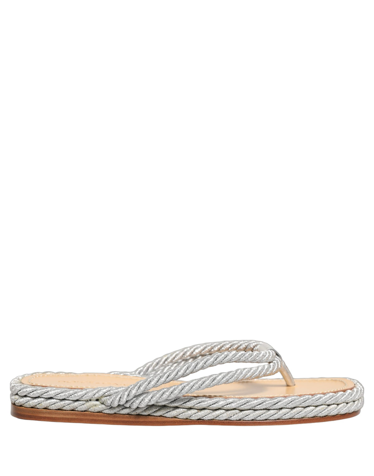 New Dolce & Gabbana Silver Rope Slides Sandals Flip Flops Shoes