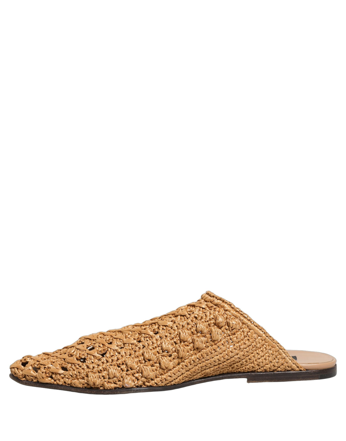 New Dolce & Gabbana Beige Woven Straw Slides Sandals Flats Shoes