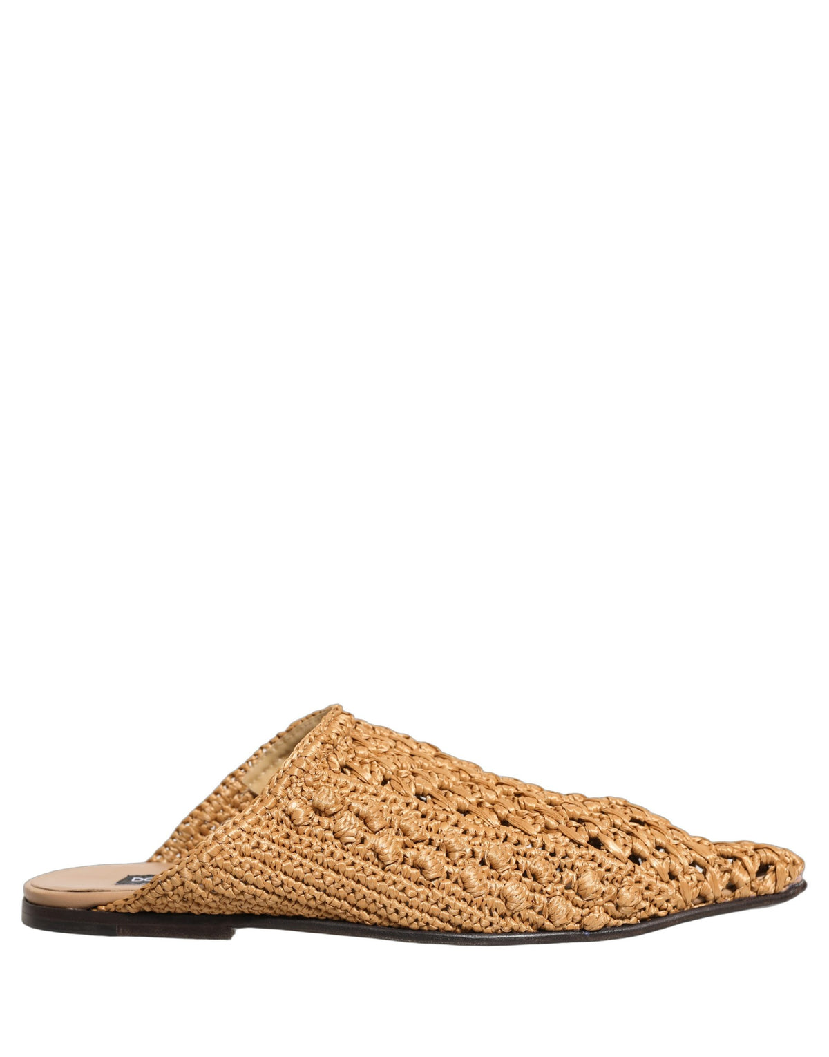 New Dolce & Gabbana Beige Woven Straw Slides Sandals Flats Shoes