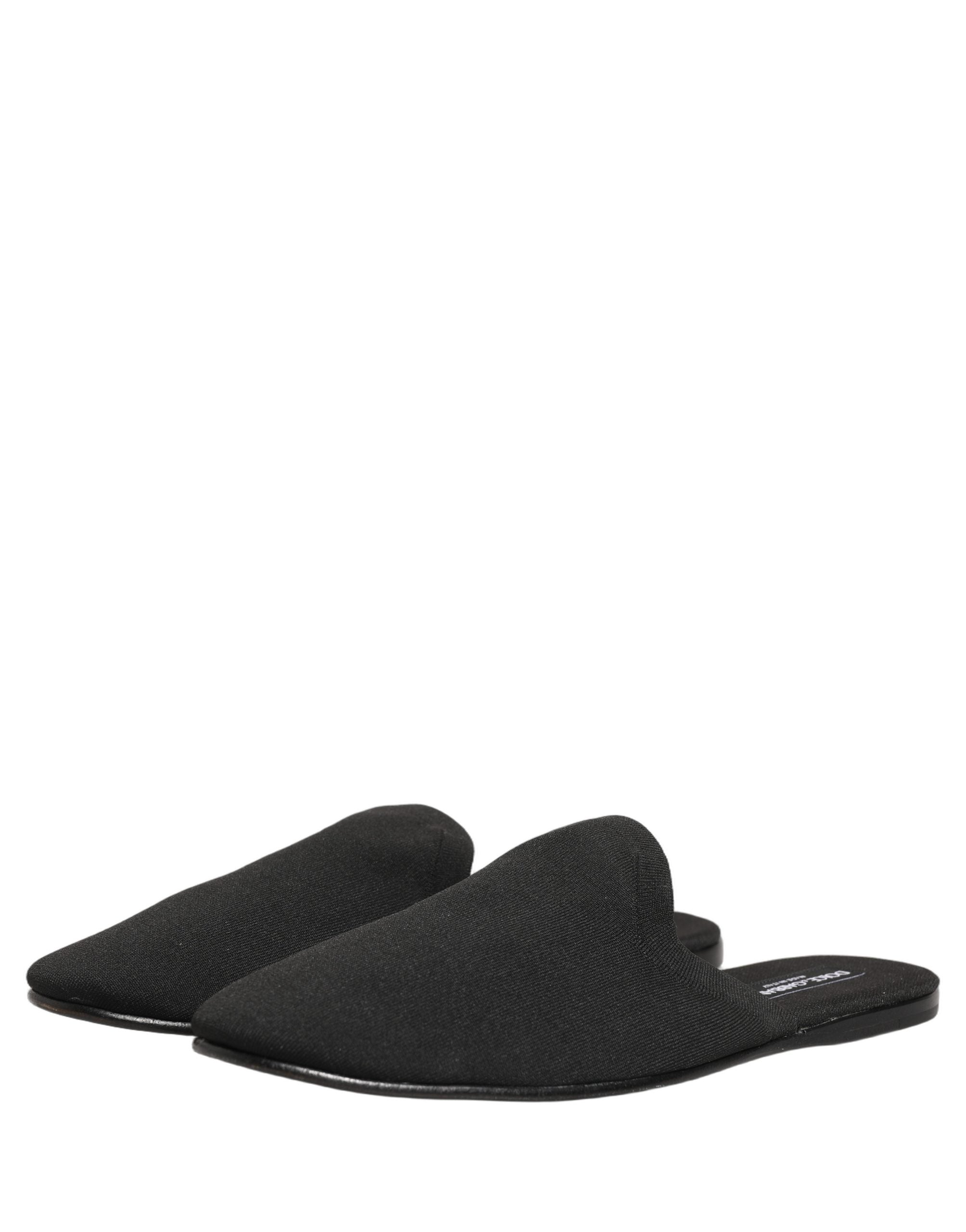 Dolce & Gabbana Black Suede Slides Flat Slipper Men Shoes