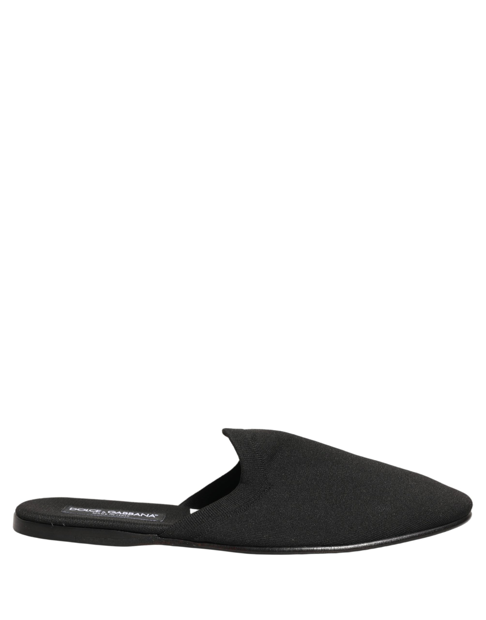 Dolce & Gabbana Black Suede Slides Flat Slipper Men Shoes