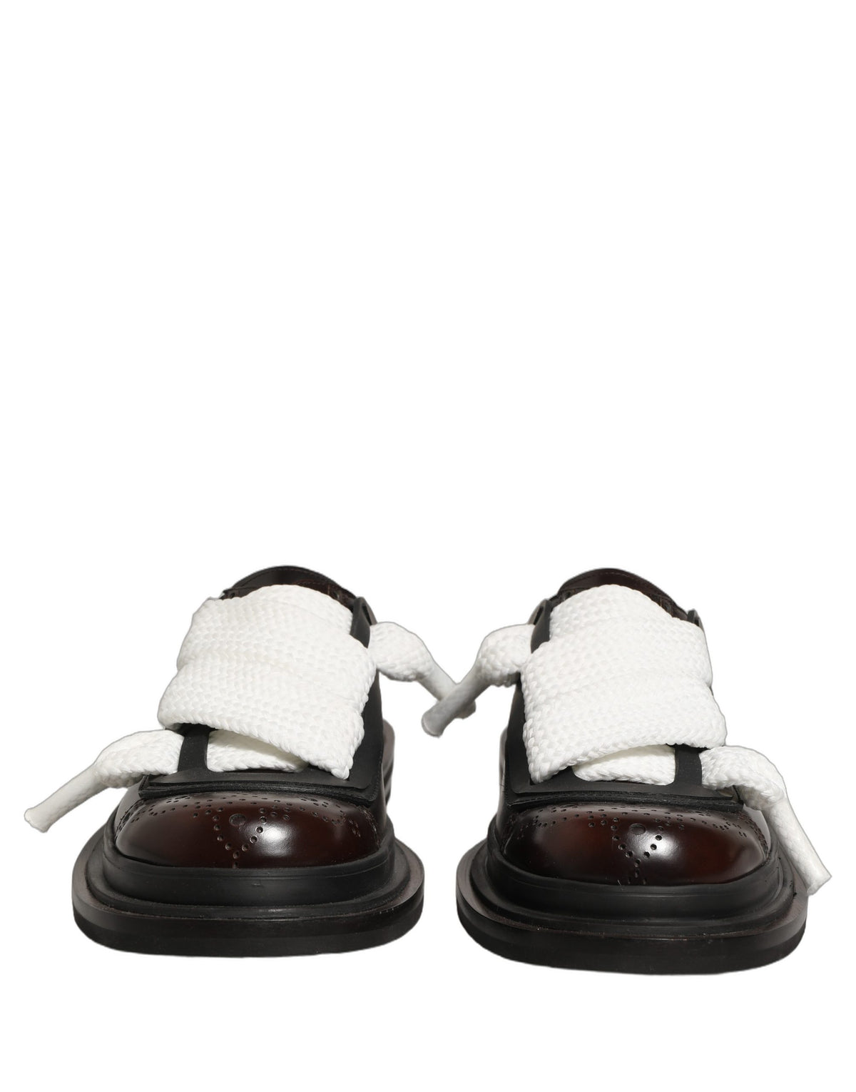 New Dolce & Gabbana Brown Leather Slip On Flat Sandals Men Shoes