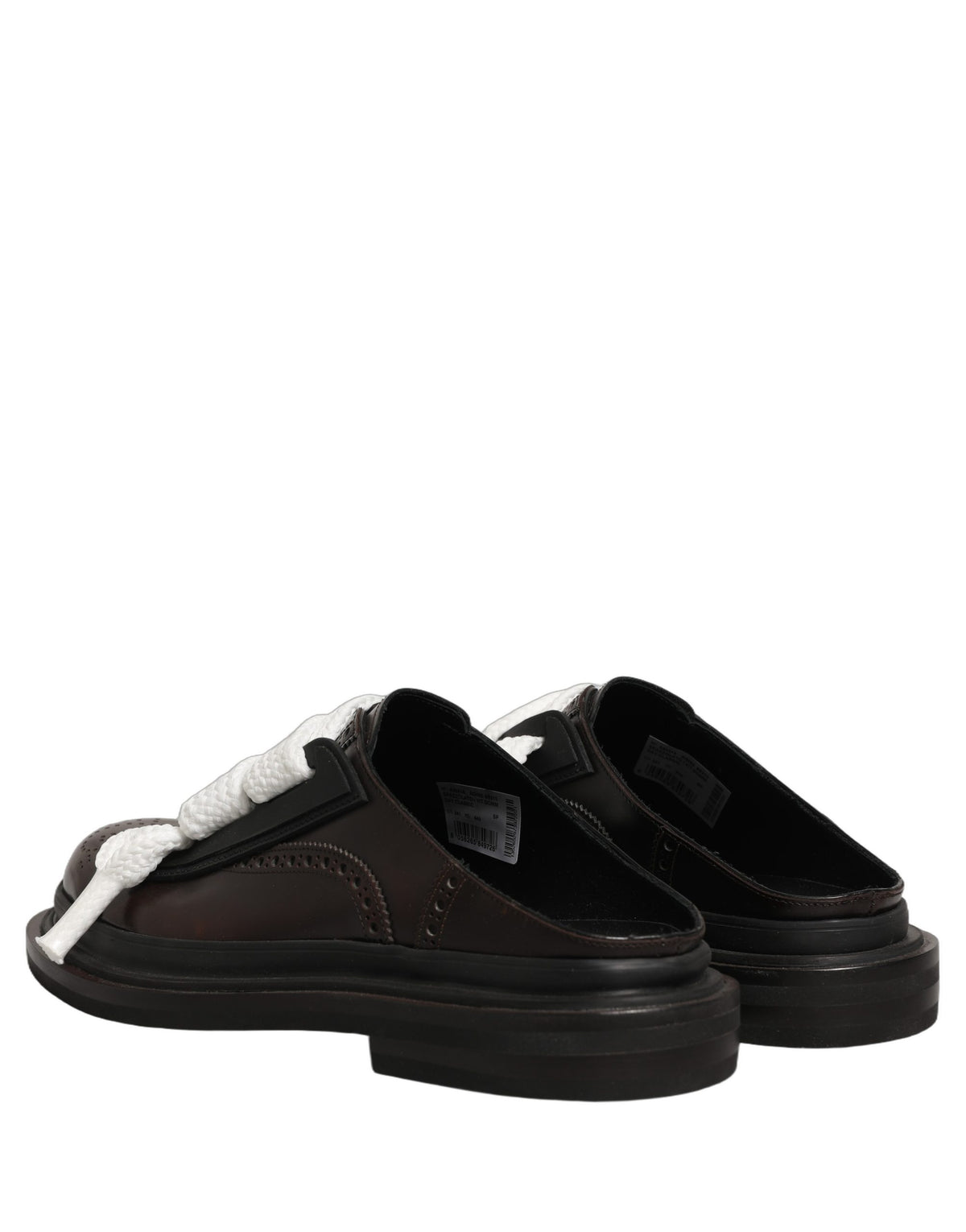New Dolce & Gabbana Brown Leather Slip On Flat Sandals Men Shoes