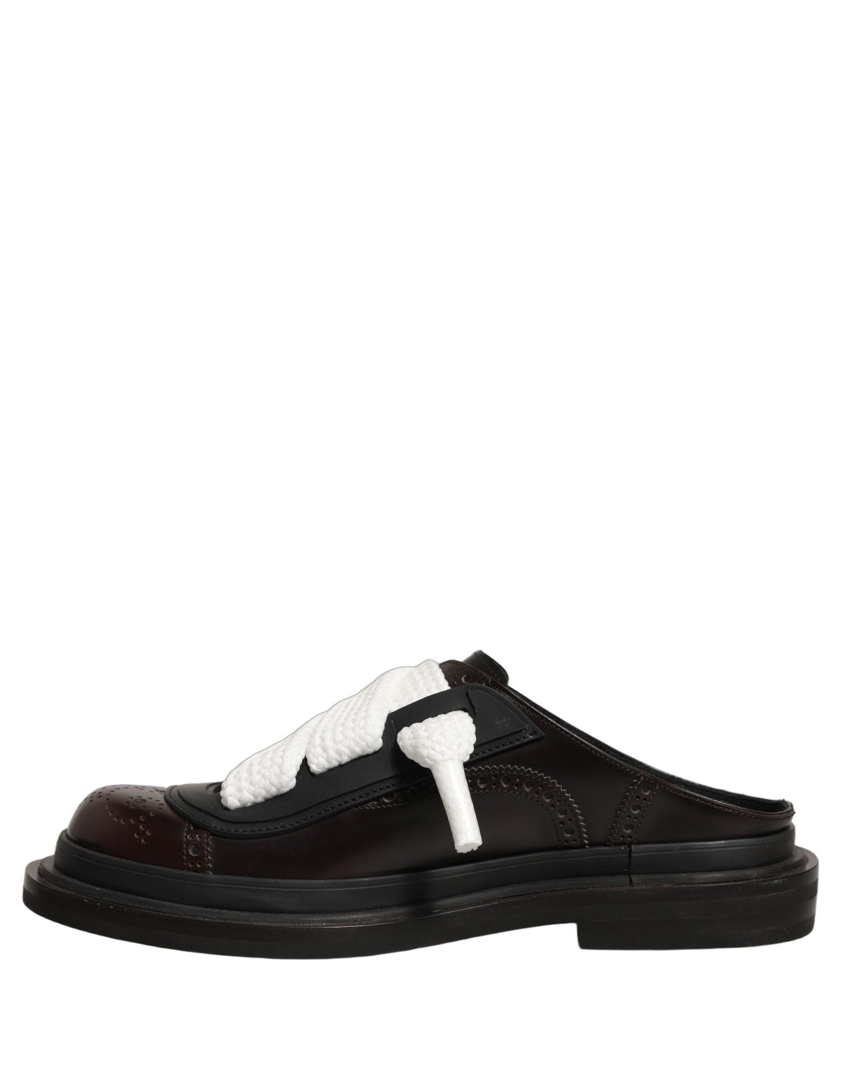 New Dolce & Gabbana Brown Leather Slip On Flat Sandals Men Shoes