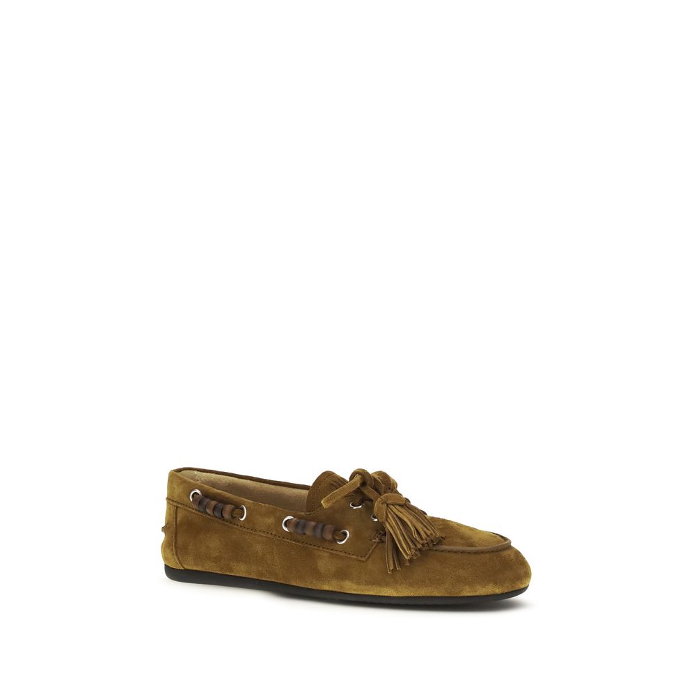Miu Beige Slip-On Loafers
