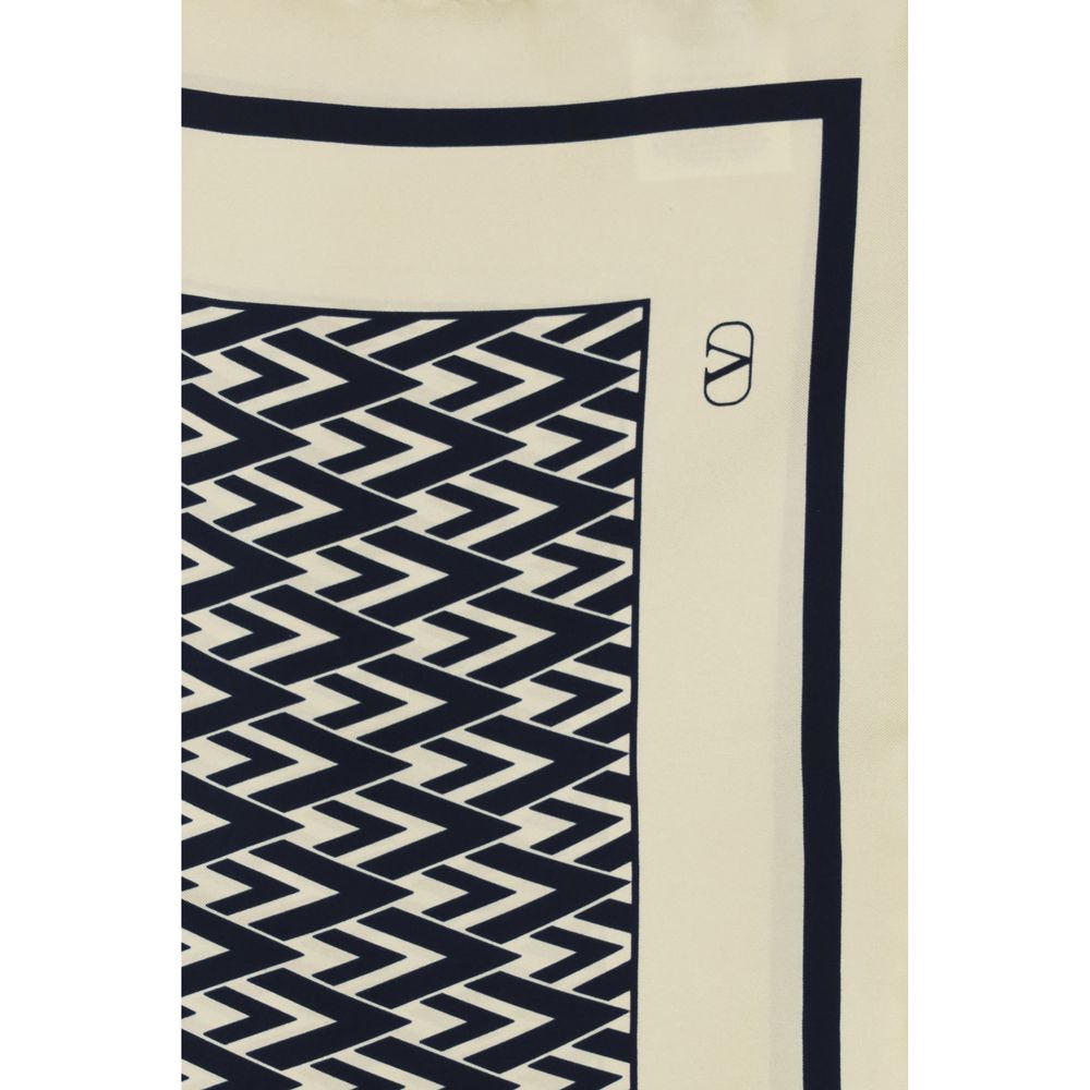New Valentino Garavani Beige Silk Scarf