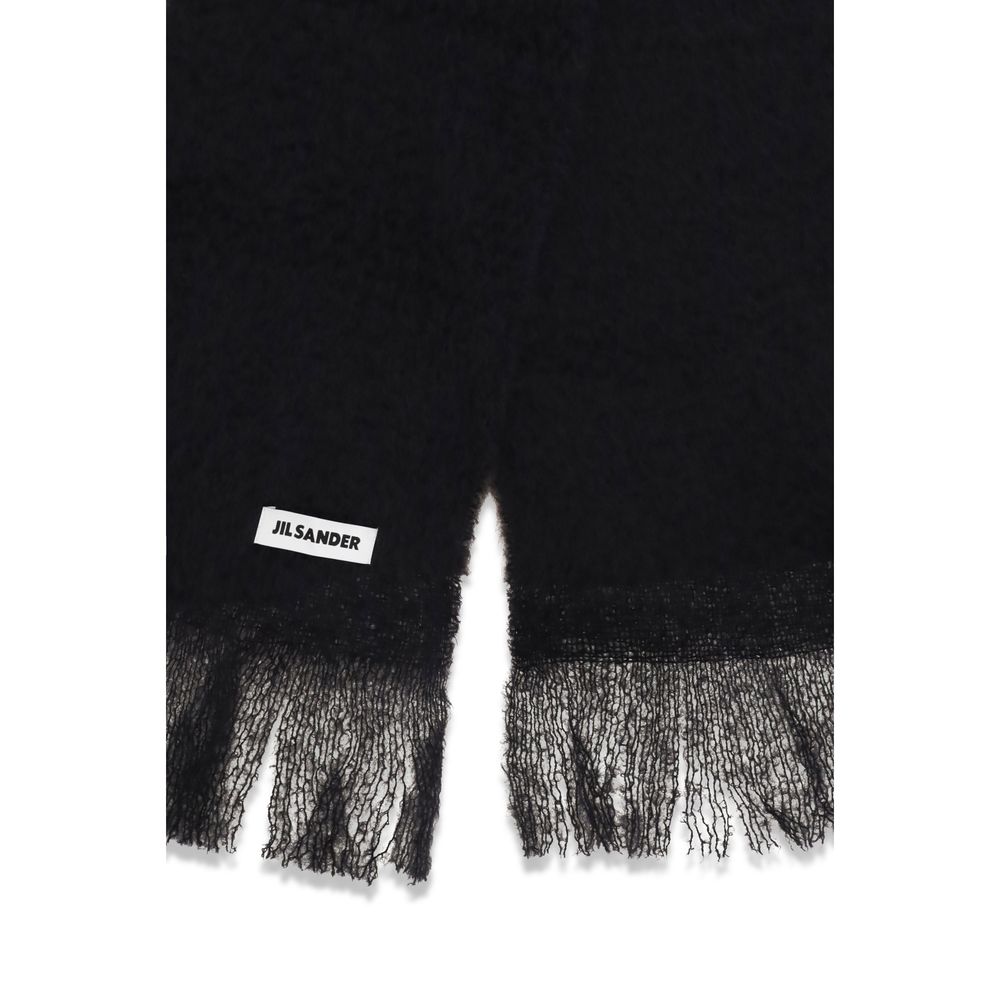 Jil Sander Black Wool Scarf