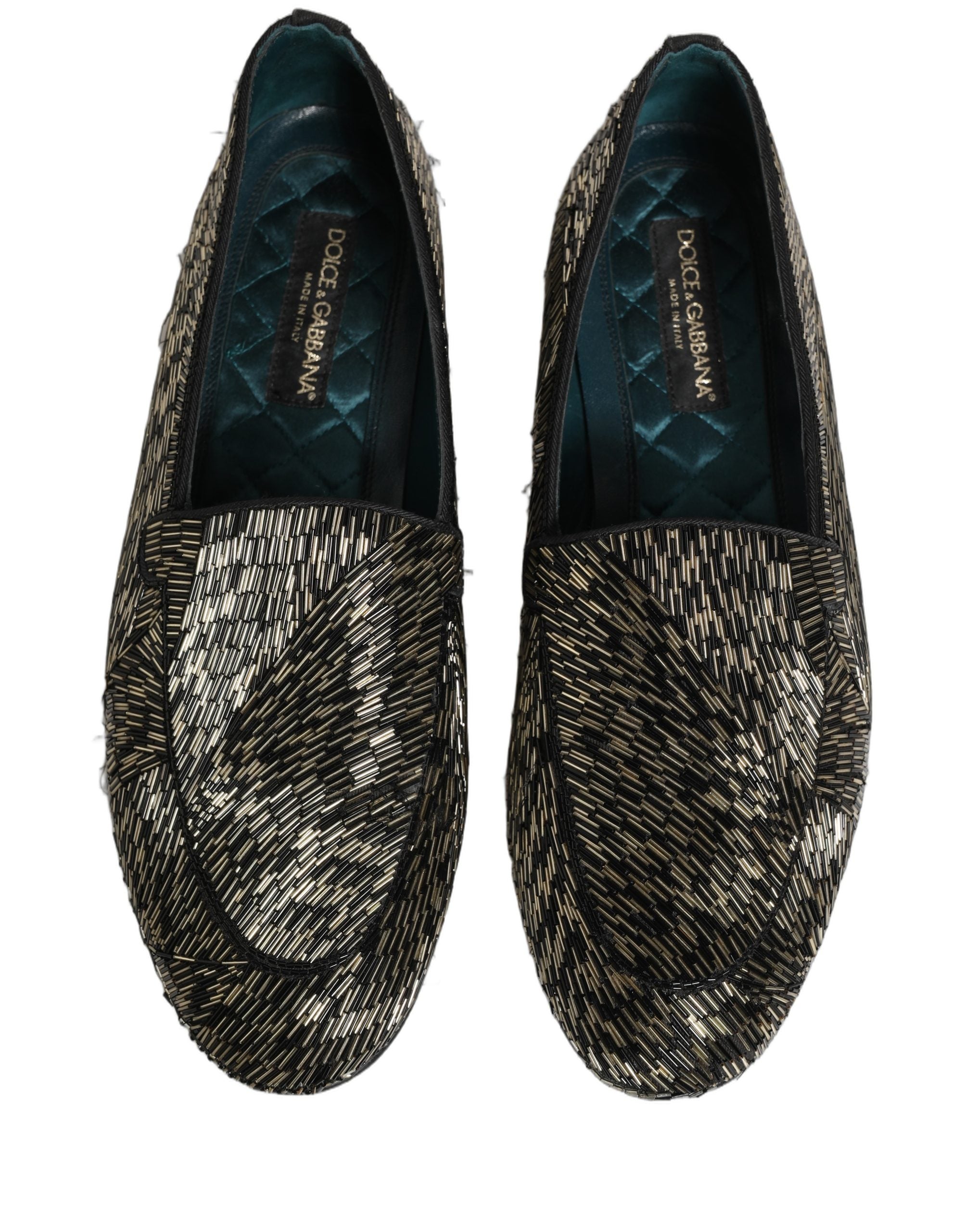 Pre-Owned Dolce & Gabbana Black Silver Embellished Dress Loafers Shoes