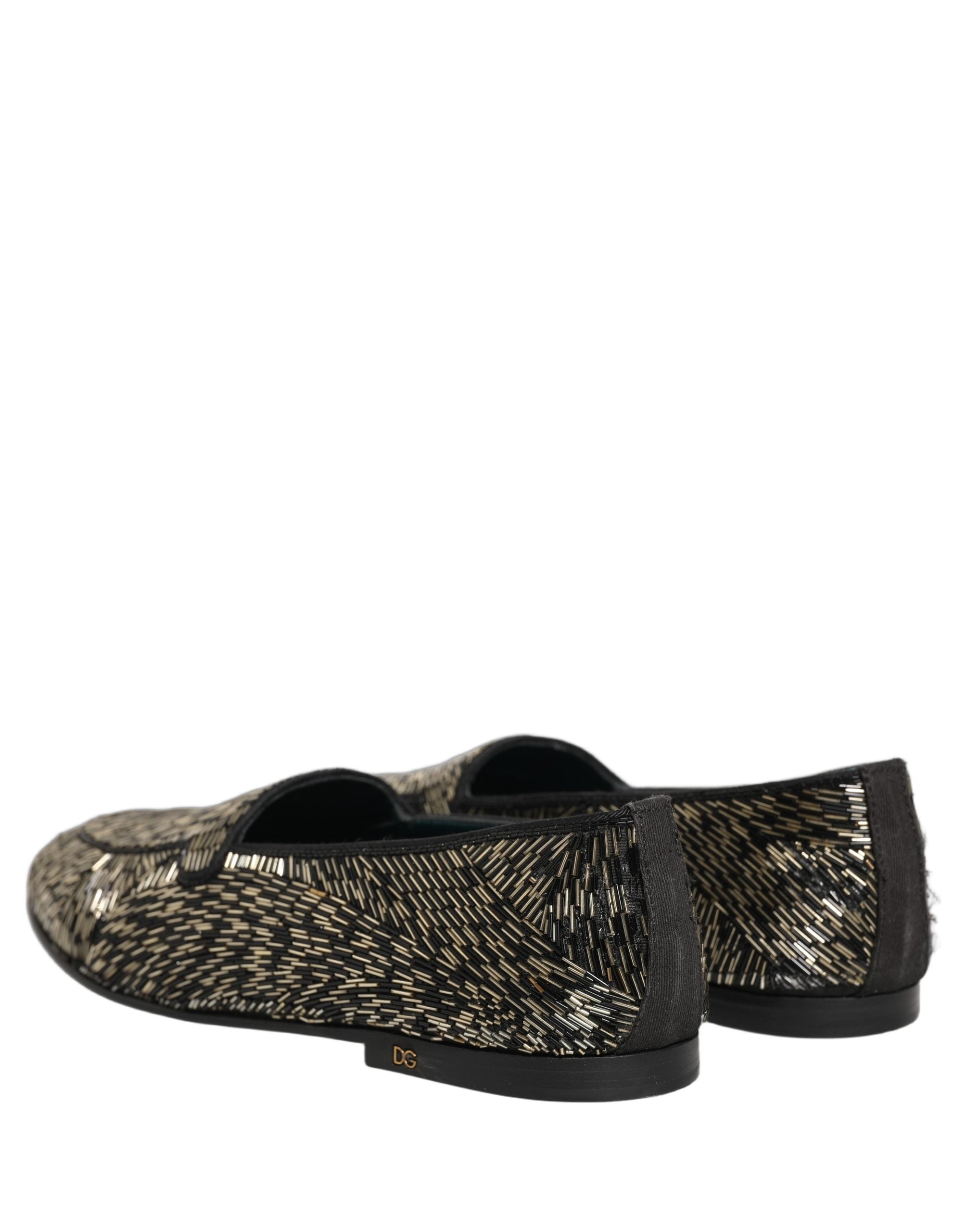 Pre-Owned Dolce & Gabbana Black Silver Embellished Dress Loafers Shoes