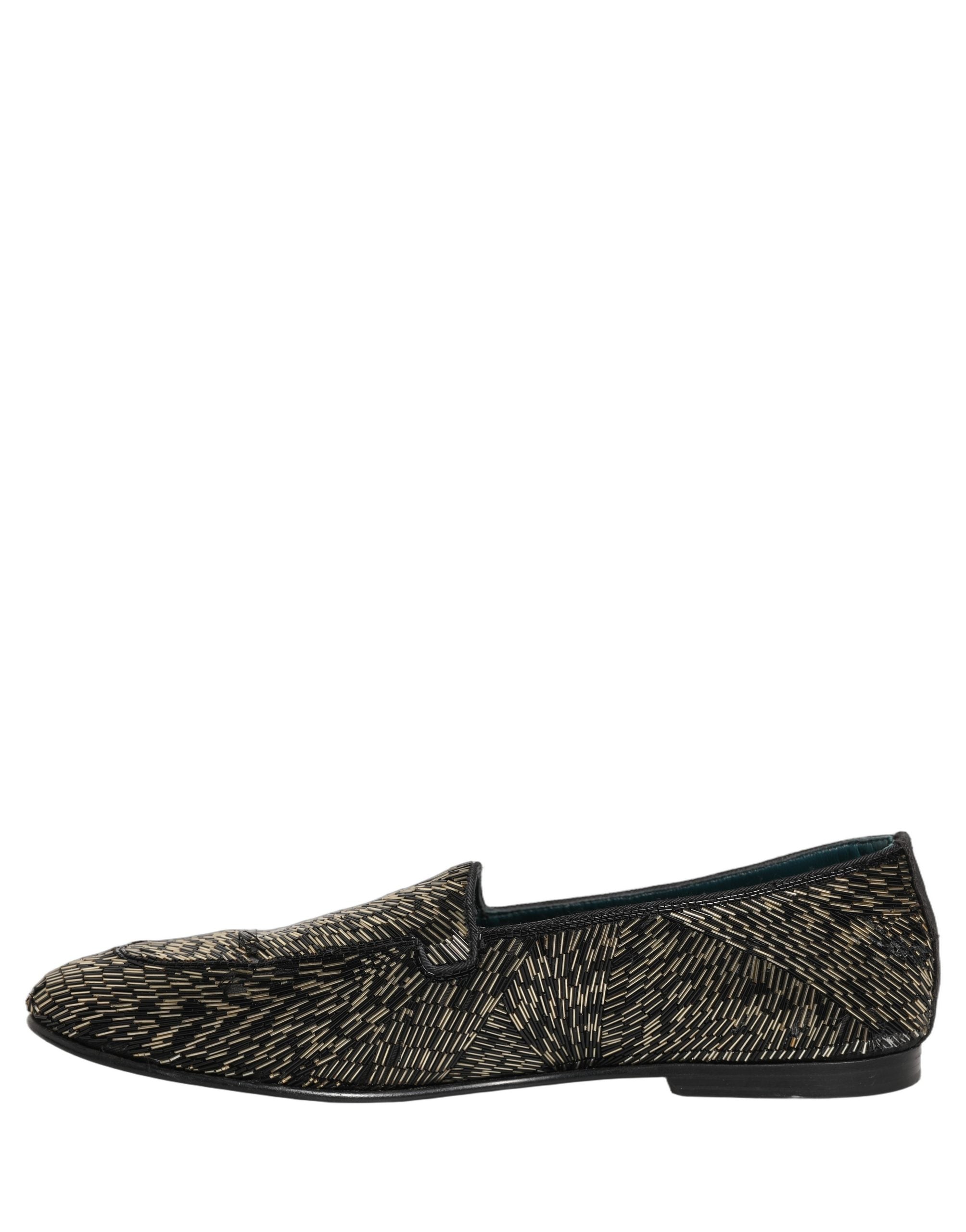 Pre-Owned Dolce & Gabbana Black Silver Embellished Dress Loafers Shoes
