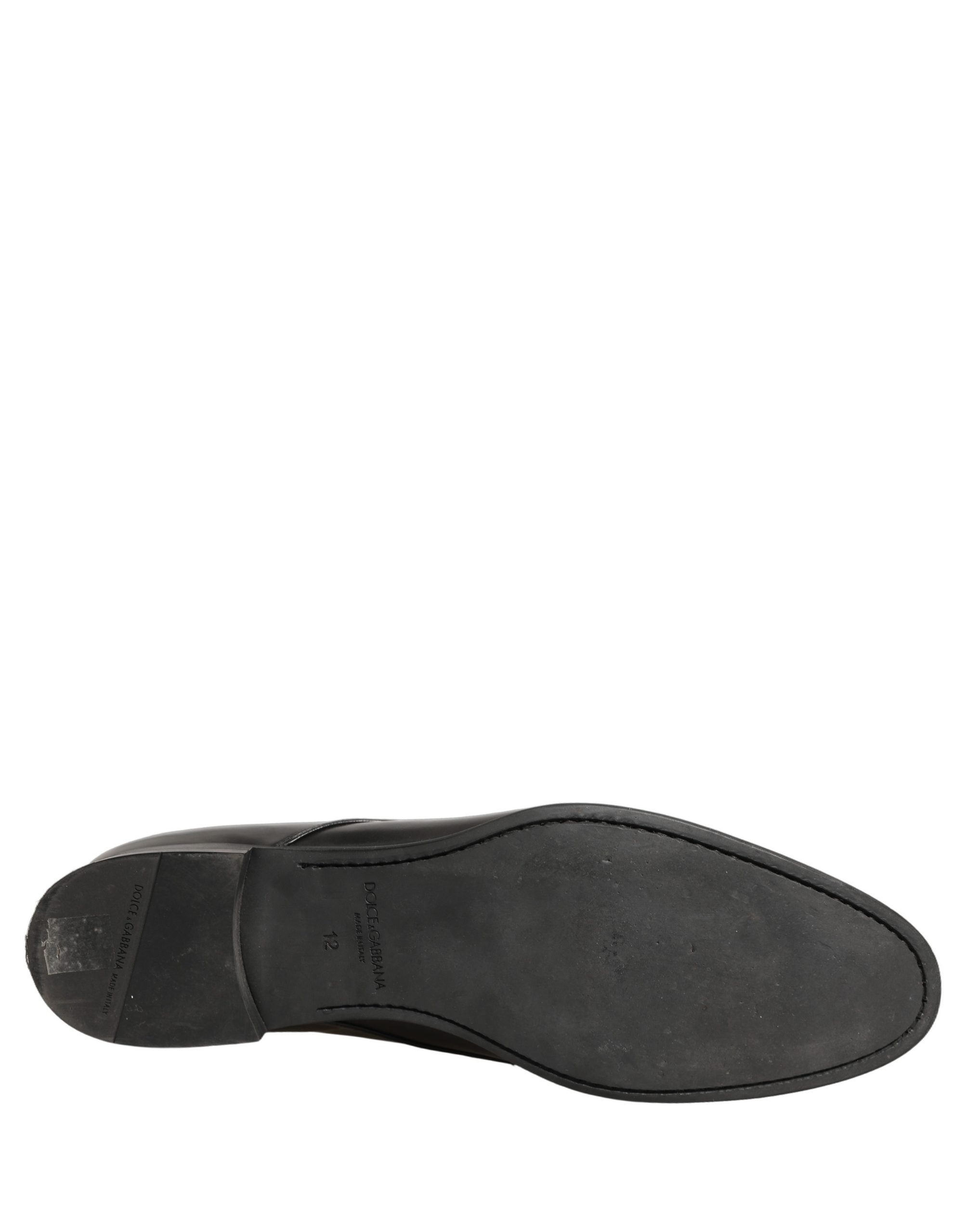 Dolce & Gabbana Black Leather Men Derby Dress Formal Shoes