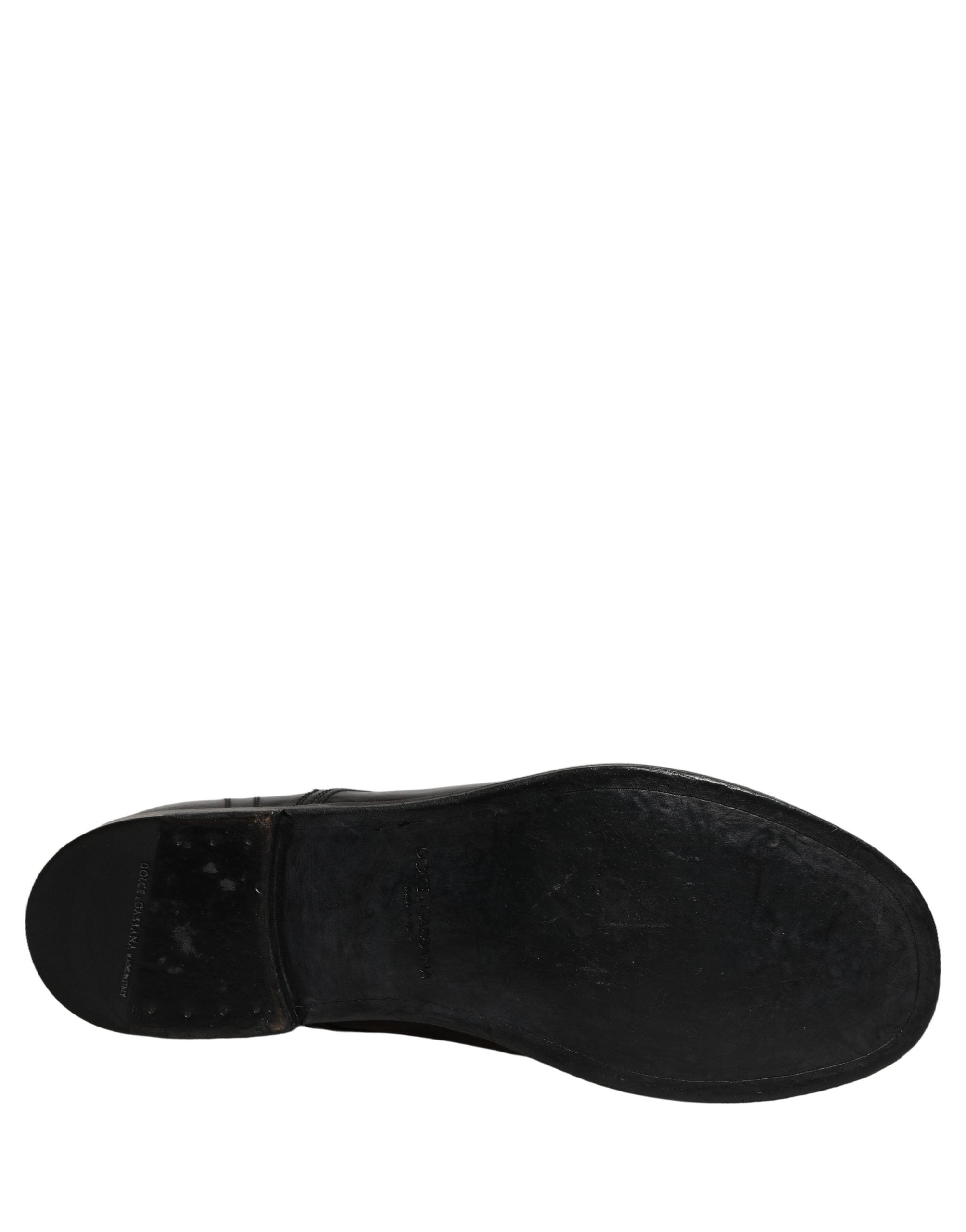 Dolce & Gabbana Black Leather Men Derby Dress Formal Shoes