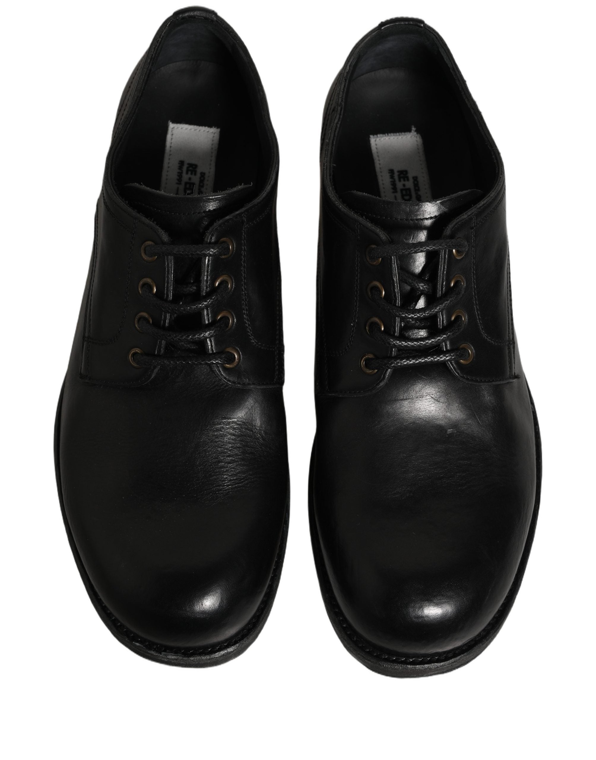 Pre-Owned Dolce & Gabbana Black Leather Men Derby Dress Formal Shoes