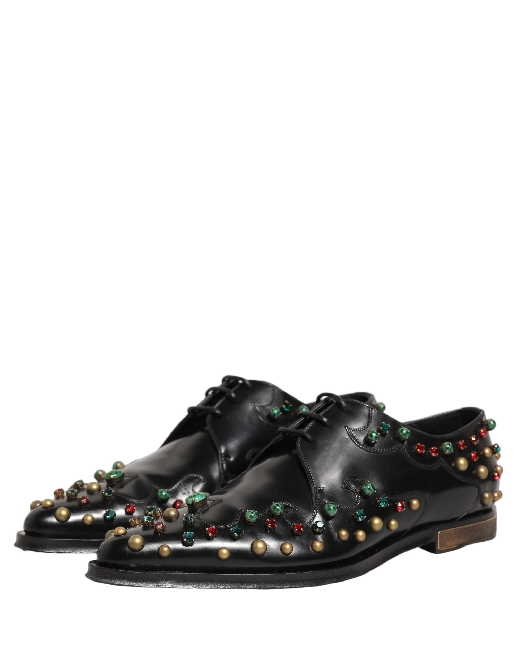 Dolce & Gabbana Black Leather Derby Dress Studded Formal Shoes