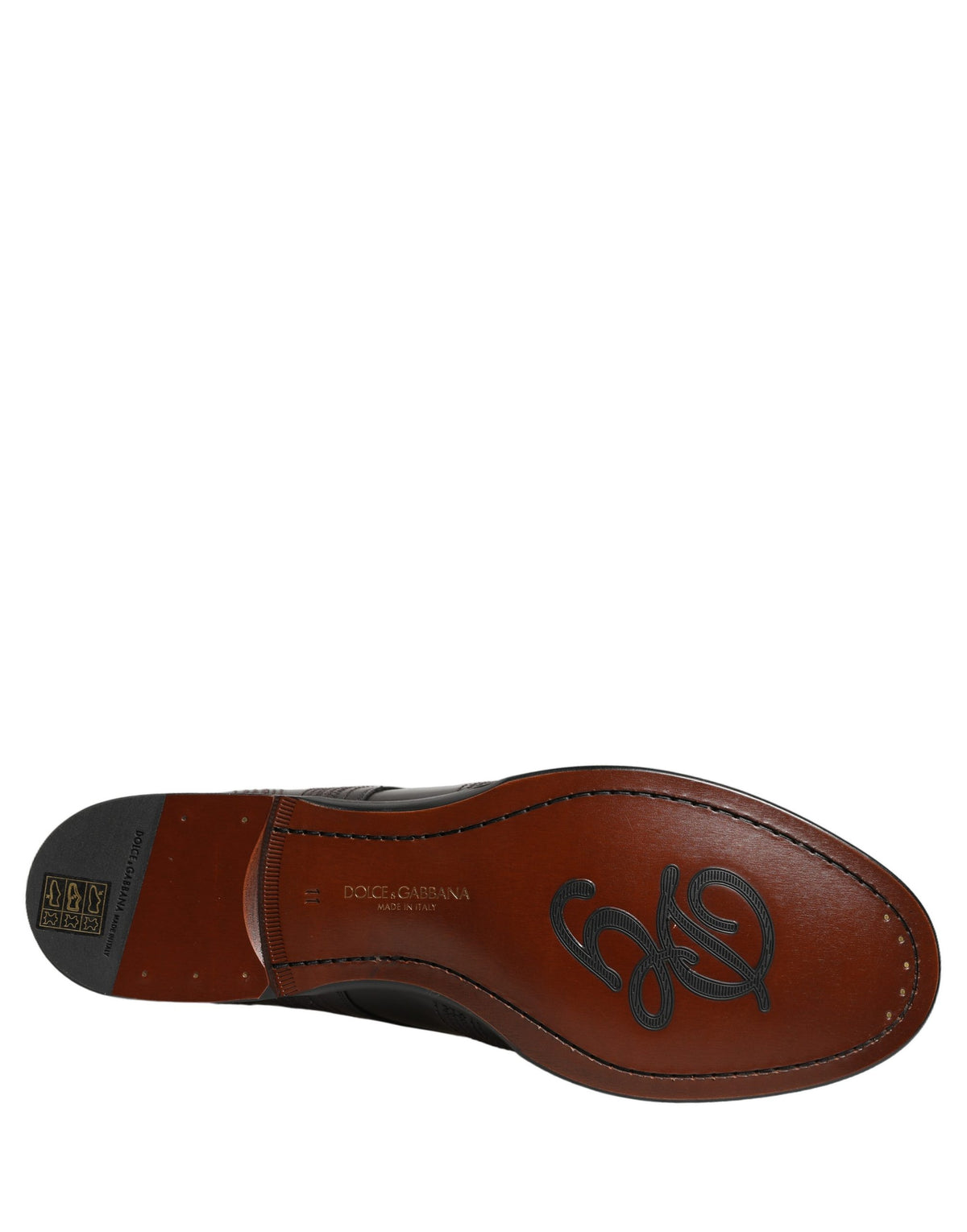 New Dolce & Gabbana Black Embroidered Leather Derby Dress Shoes