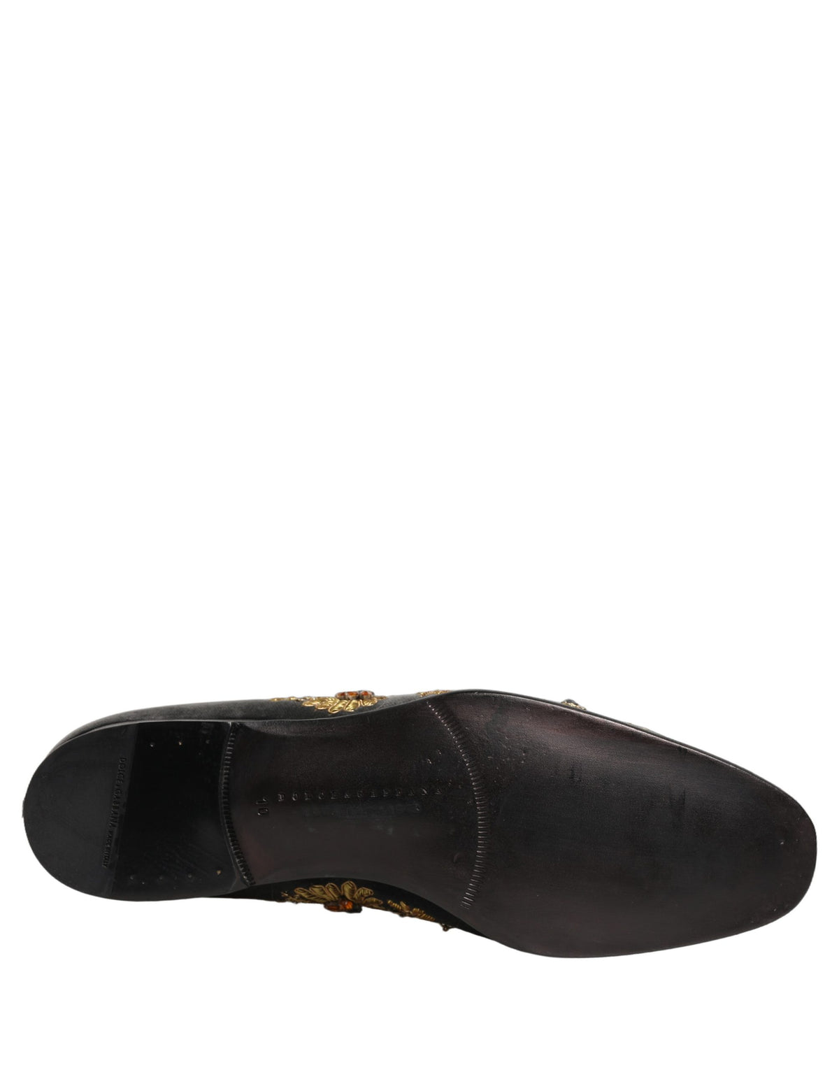 Dolce & Gabbana Black Velvet Embellished Dress Loafers Shoes