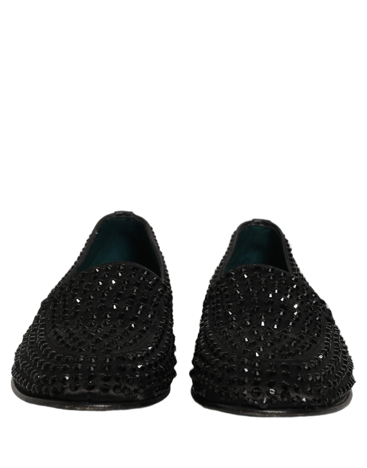 New Dolce & Gabbana Black Rhinestone Embellished Loafers Shoes