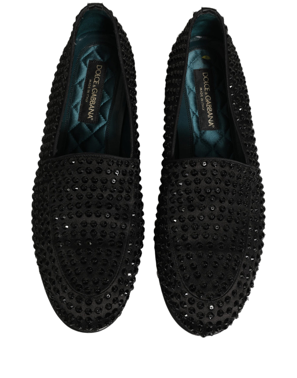 New Dolce & Gabbana Black Rhinestone Embellished Loafers Shoes