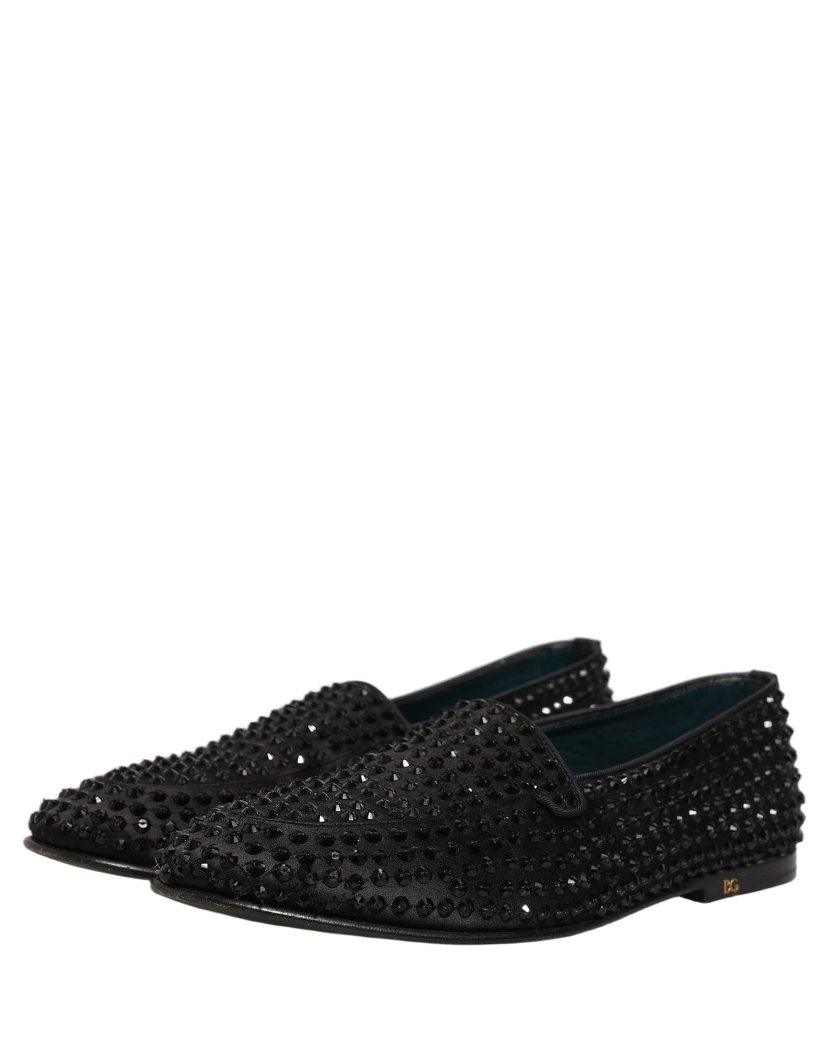 New Dolce & Gabbana Black Rhinestone Embellished Loafers Shoes
