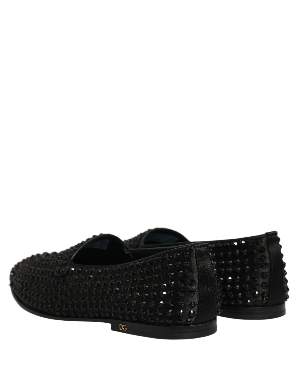 New Dolce & Gabbana Black Rhinestone Embellished Loafers Shoes