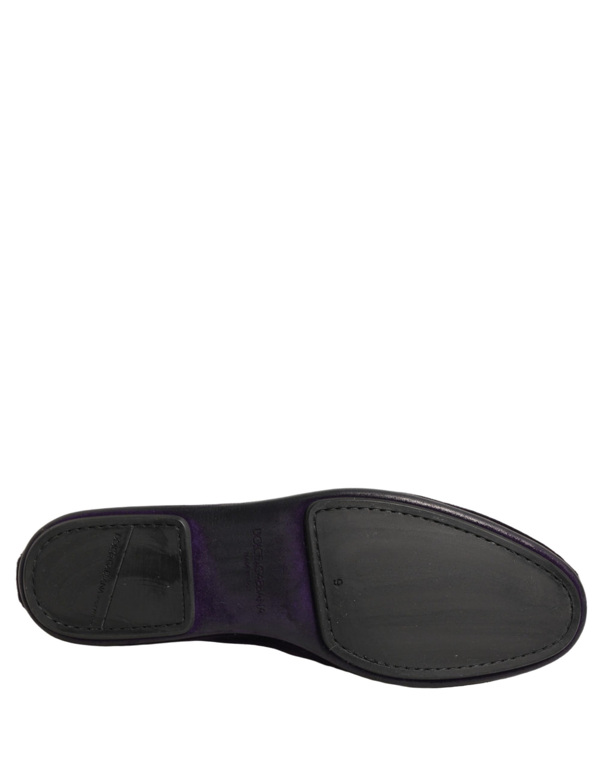 New Dolce & Gabbana Purple Velvet Crown Embroidery Loafers Shoes