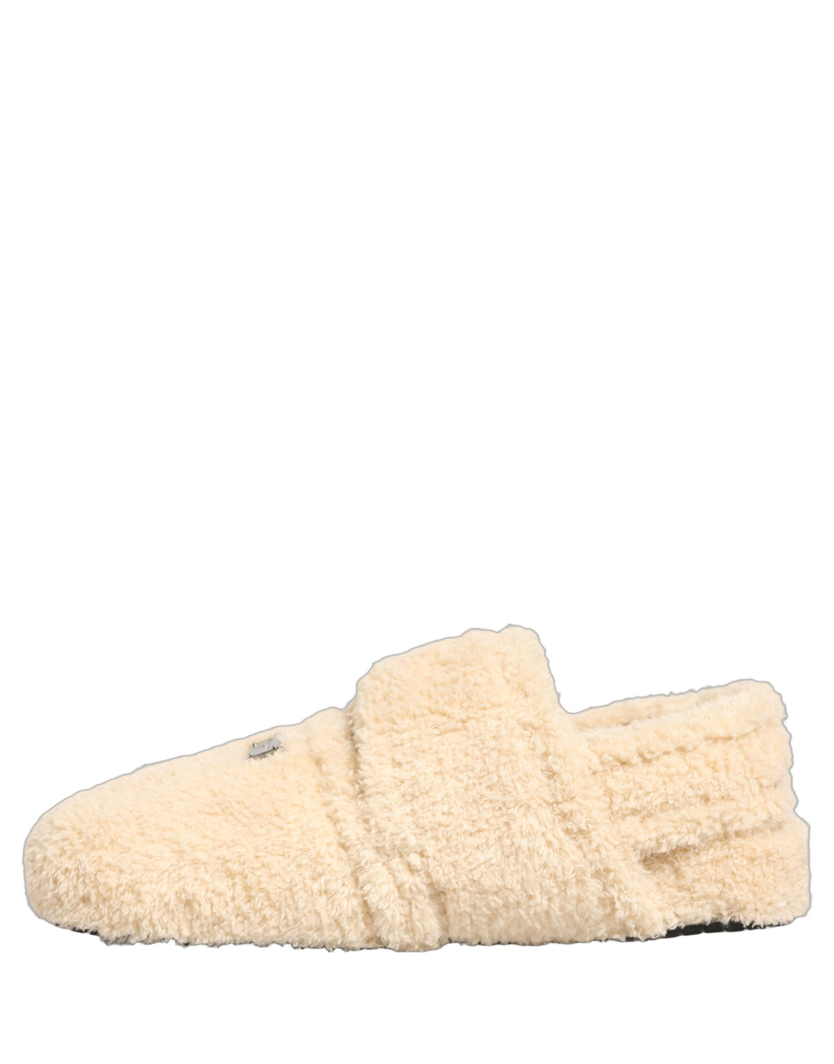 New Dolce & Gabbana Beige Faux Fur Flats Men Slides Sandals Shoes