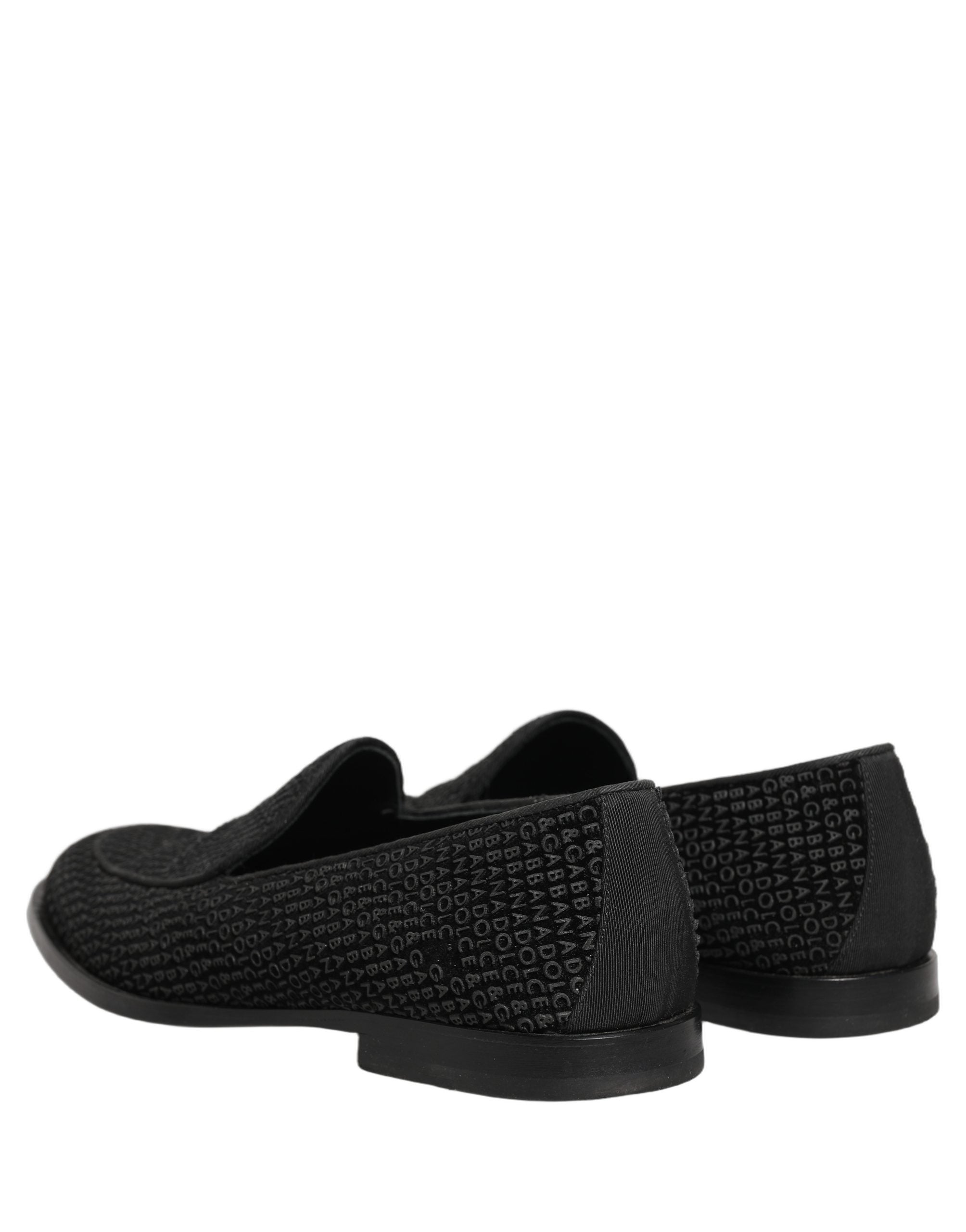 Dolce & Gabbana Black Logo Monogram Men Dress Loafers Shoes