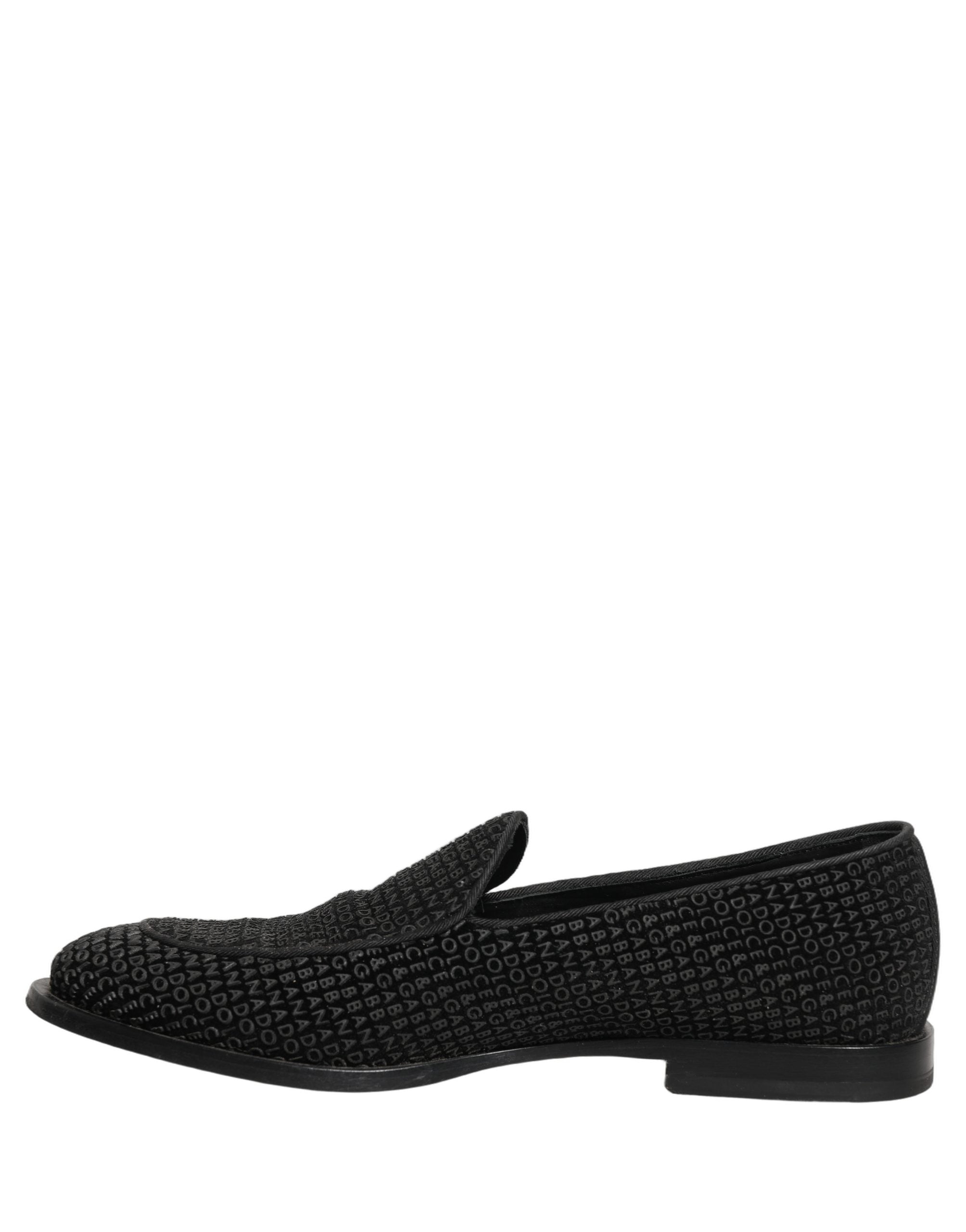 Dolce & Gabbana Black Logo Monogram Men Dress Loafers Shoes