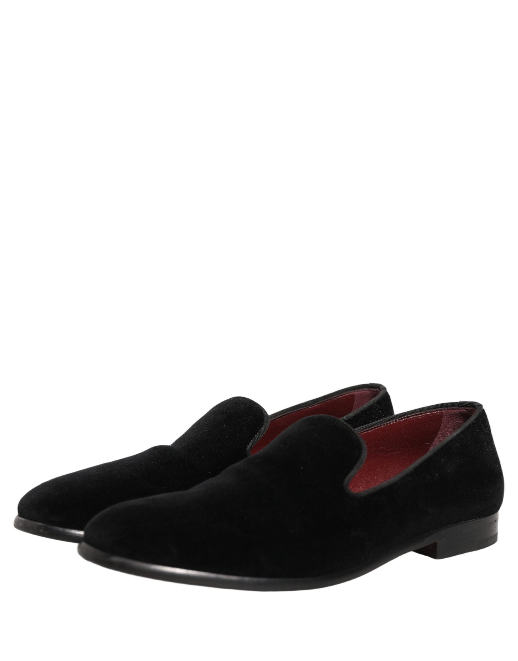 Dolce & Gabbana Black Velvet Cotton Loafers Formal Dress Shoes