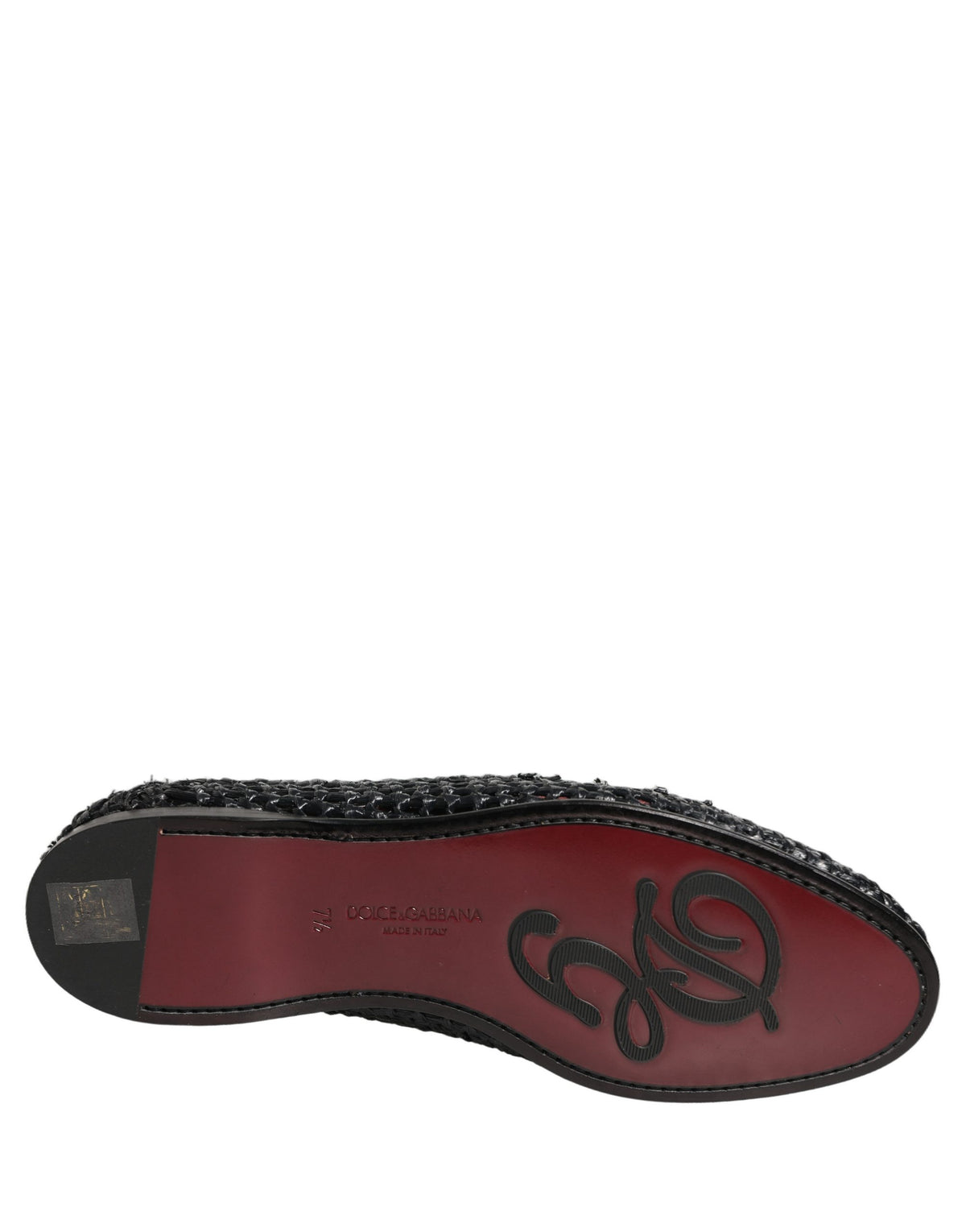 New Dolce & Gabbana Black Woven Raffia Slip On Loafers Shoes