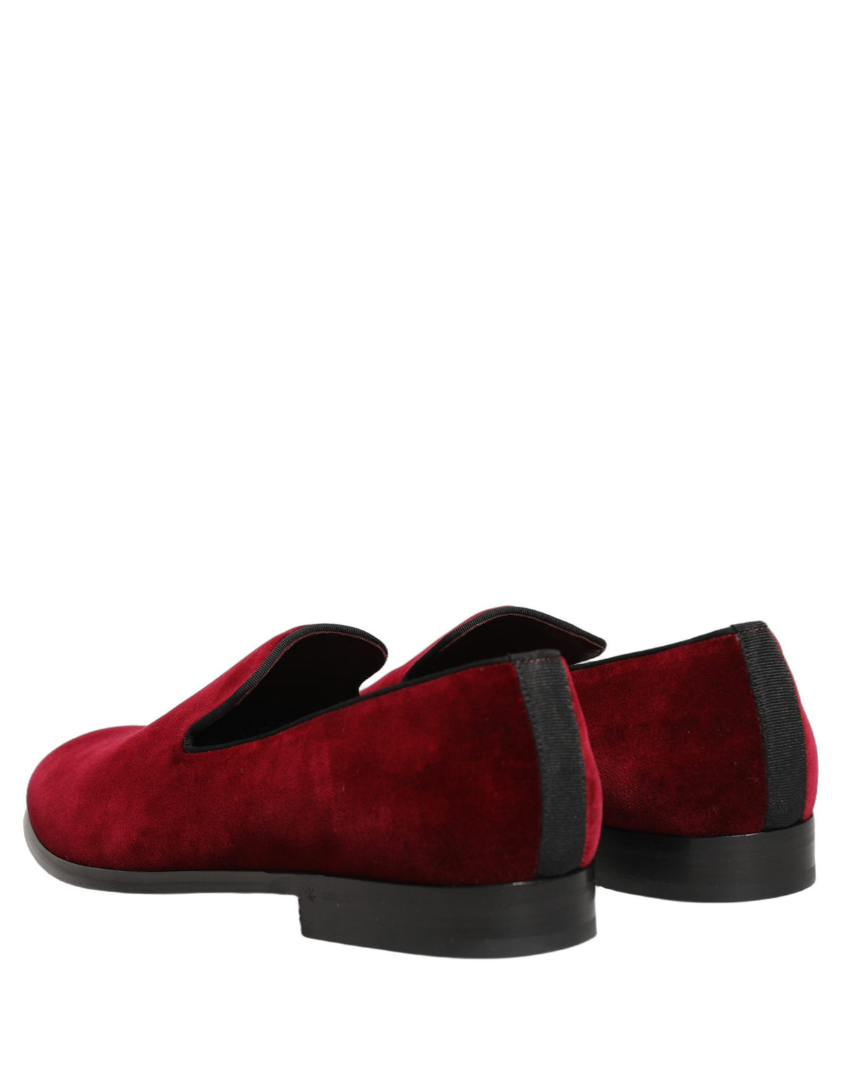 New Dolce & Gabbana Maroon Velvet Slip On Men Dress Loafers Shoes