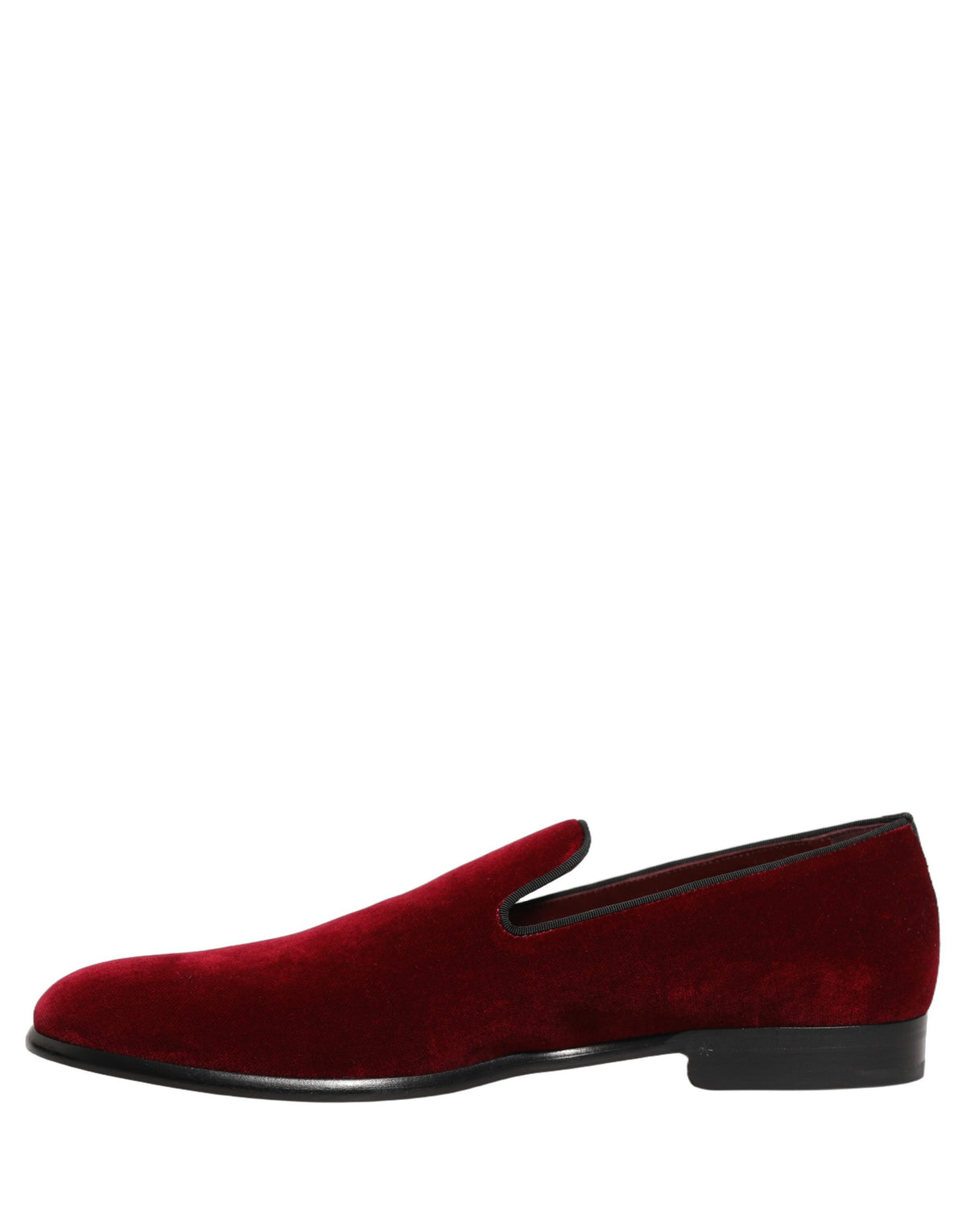 New Dolce & Gabbana Maroon Velvet Slip On Men Dress Loafers Shoes