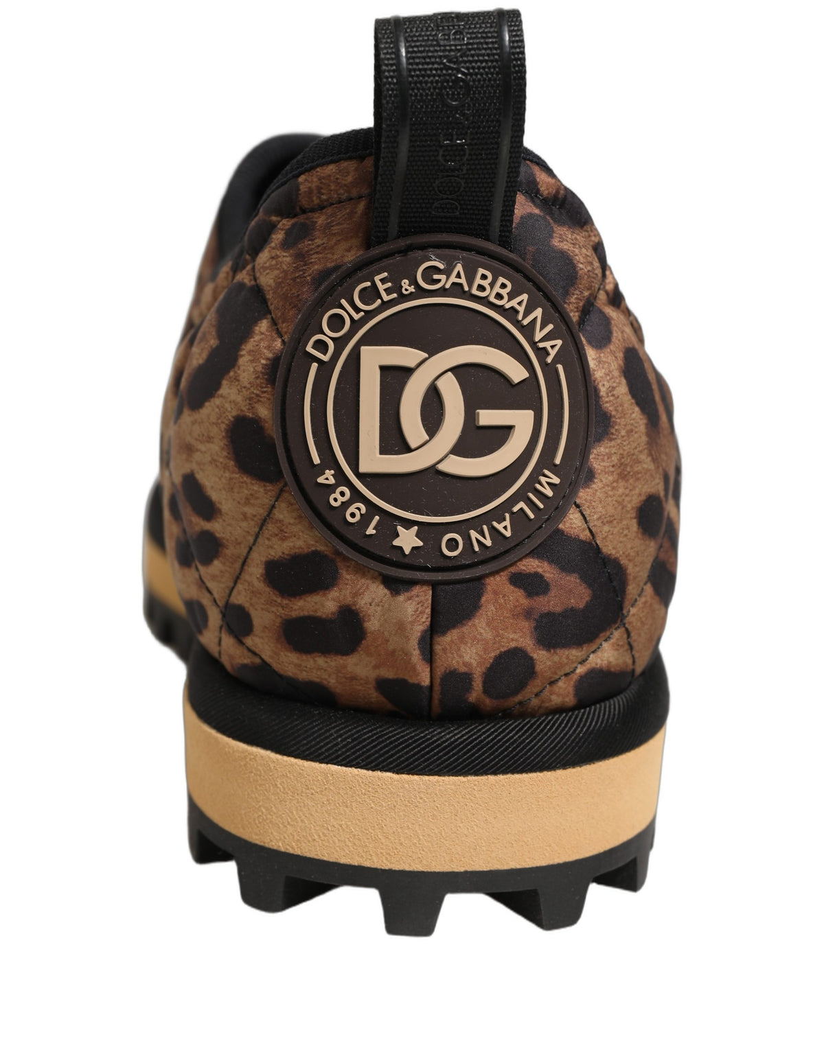 New Dolce & Gabbana Brown Leopard Print Quilted Men Sneakers Shoes