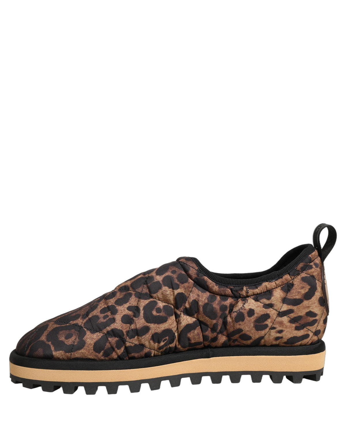 New Dolce & Gabbana Brown Leopard Print Quilted Men Sneakers Shoes