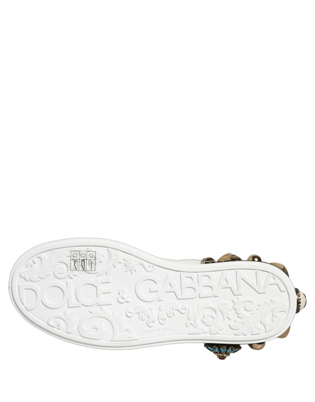 New Dolce & Gabbana White Gold Studded Portofino Sneakers Shoes