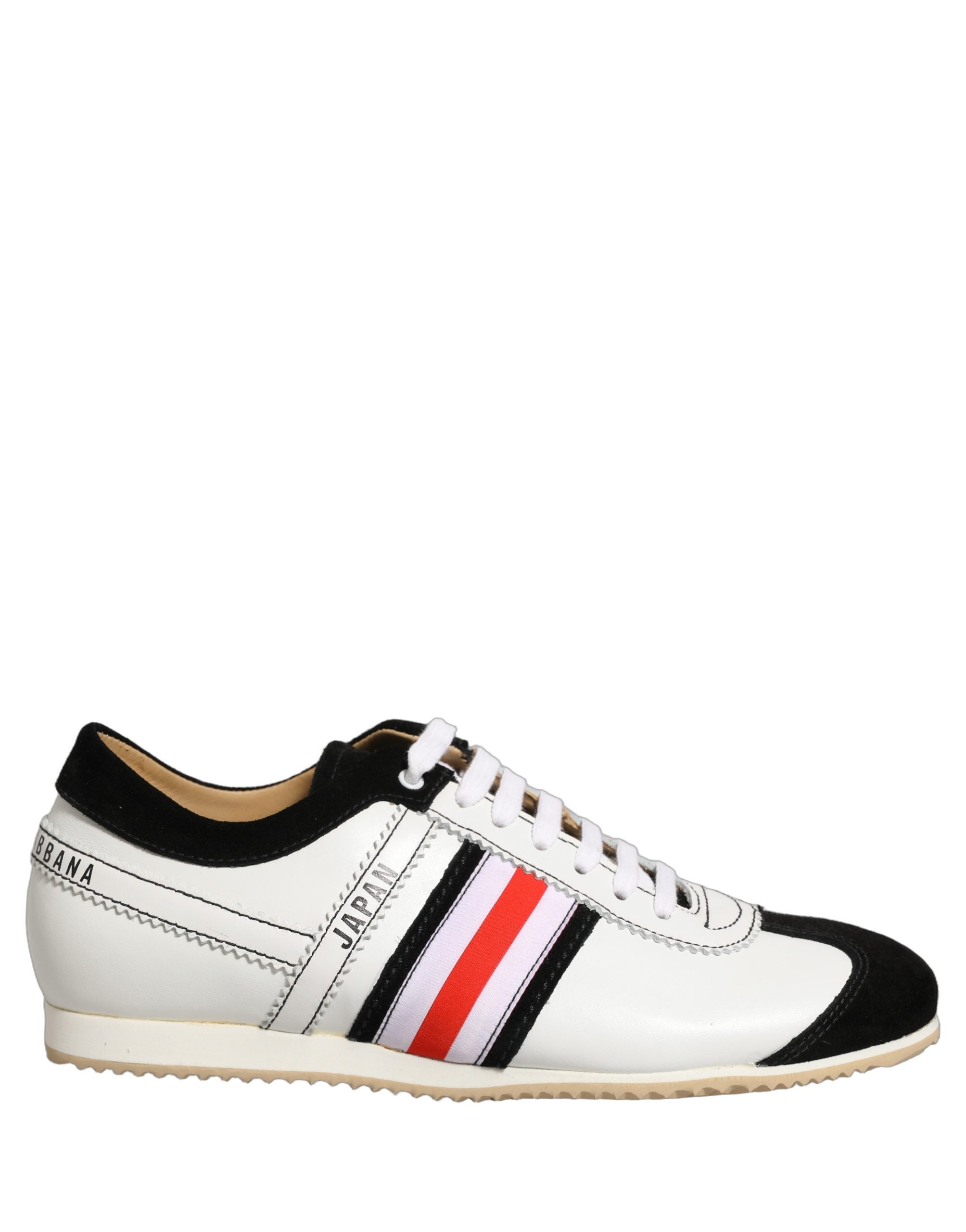 Pre-Owned Dolce & Gabbana Black White Leather Suede Low Top Sneakers Shoes