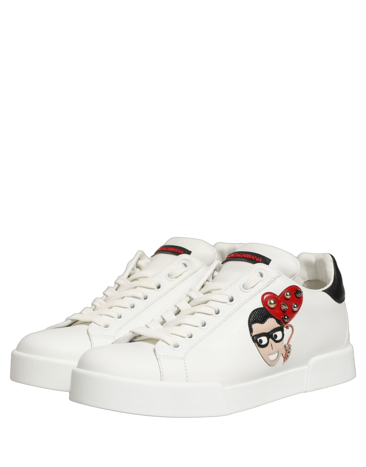 New Dolce & Gabbana White Patch Calfskin Nappa Portofino Sneakers Shoes