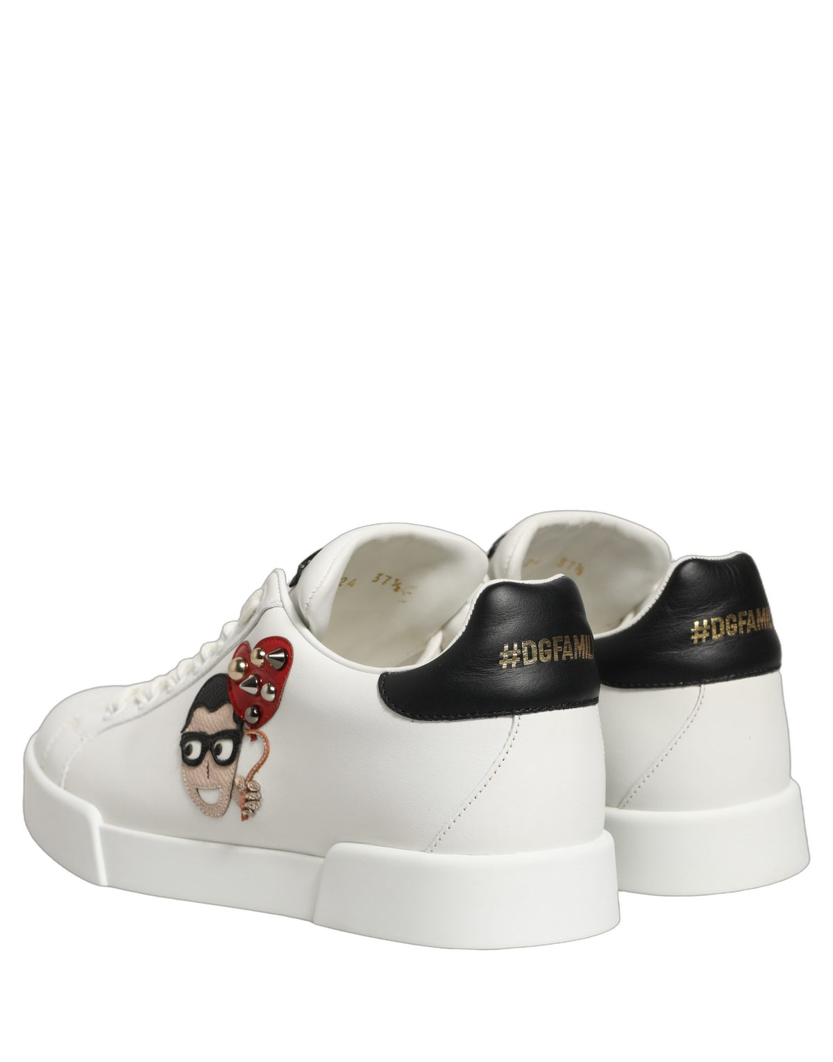 New Dolce & Gabbana White Patch Calfskin Nappa Portofino Sneakers Shoes