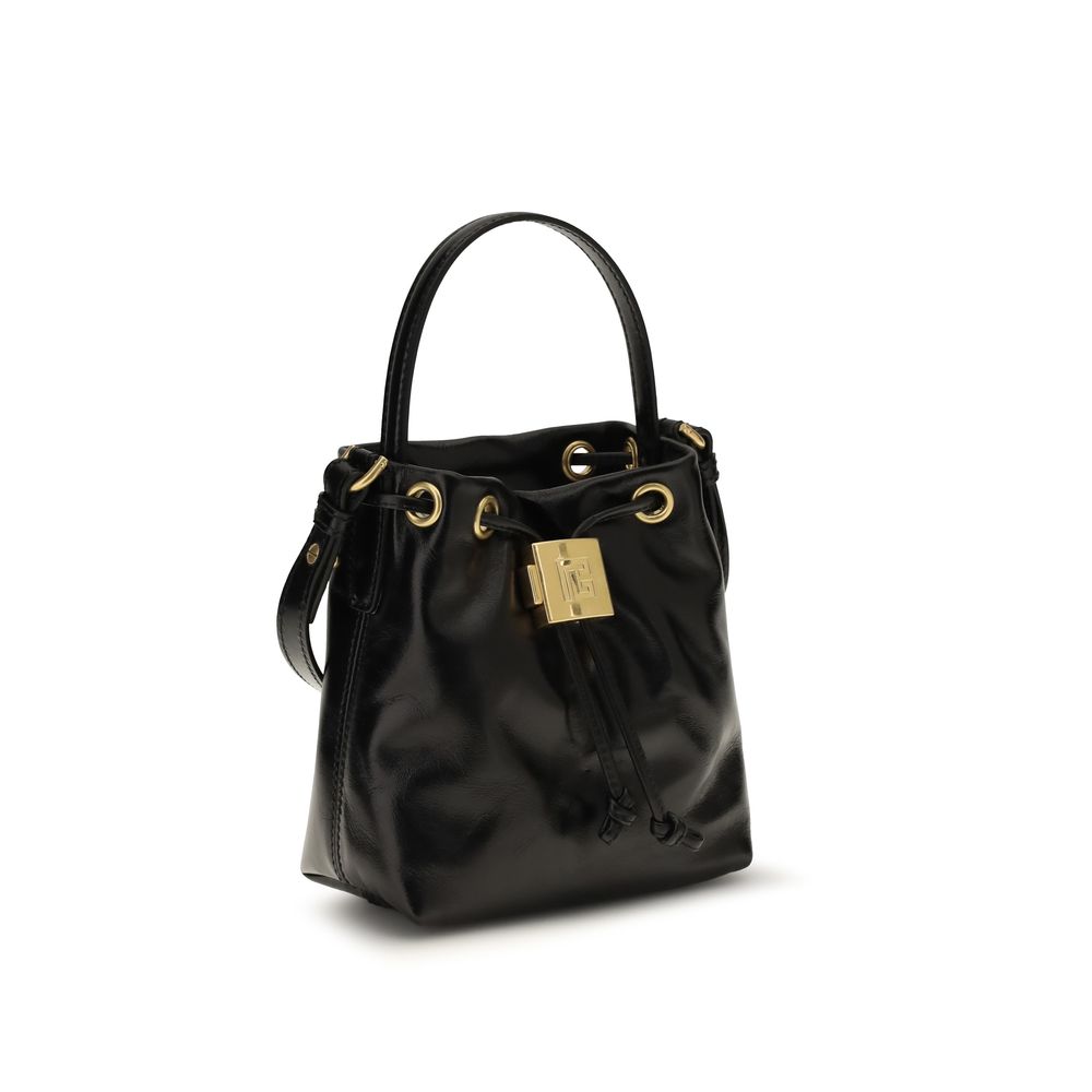Balmain Black Leather Backet Bag