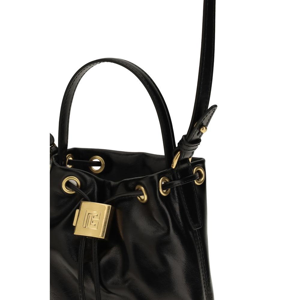 Balmain Black Leather Backet Bag