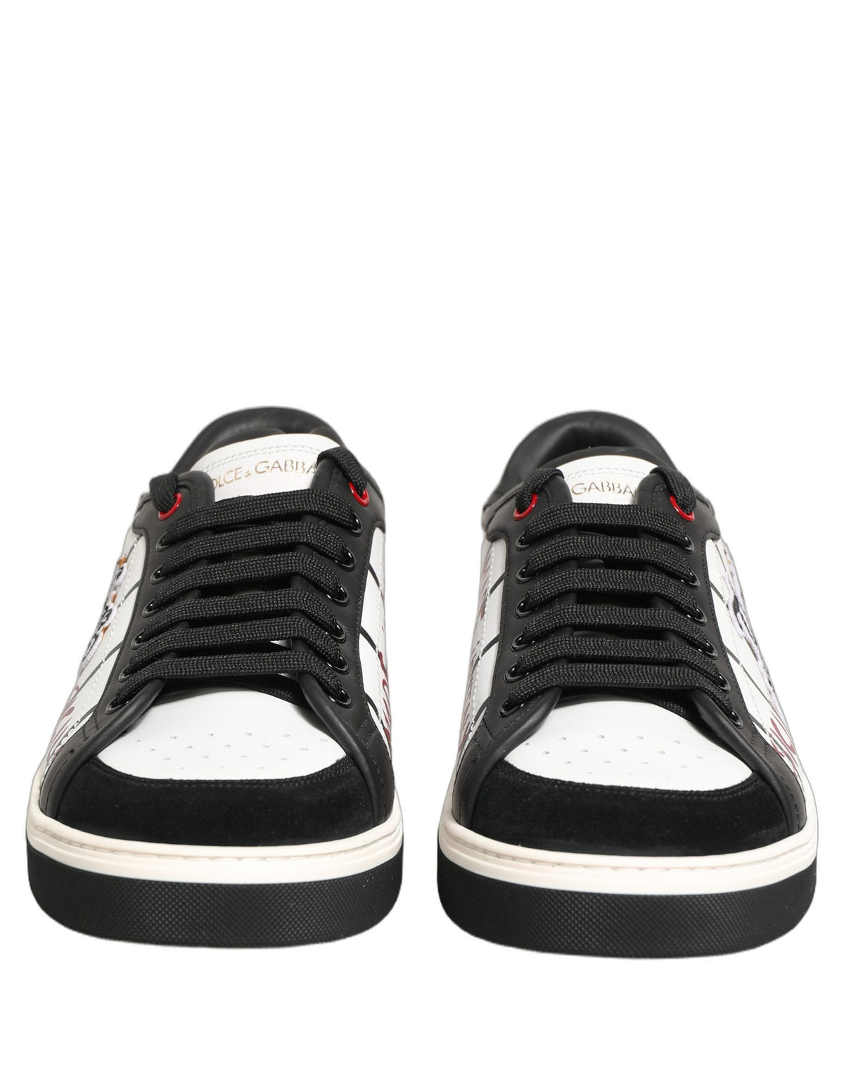 New Dolce & Gabbana White Black DG Logo King Patch Low-Top Sneaker Shoes
