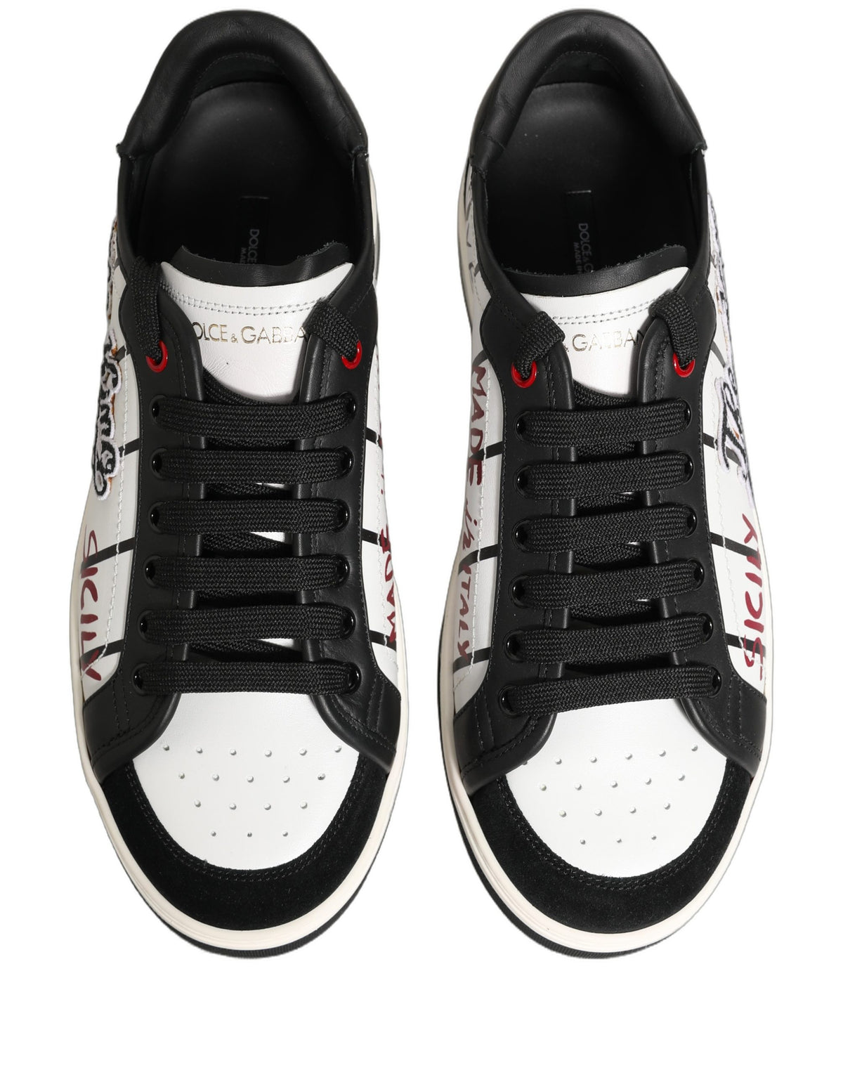 New Dolce & Gabbana White Black DG Logo King Patch Low-Top Sneaker Shoes