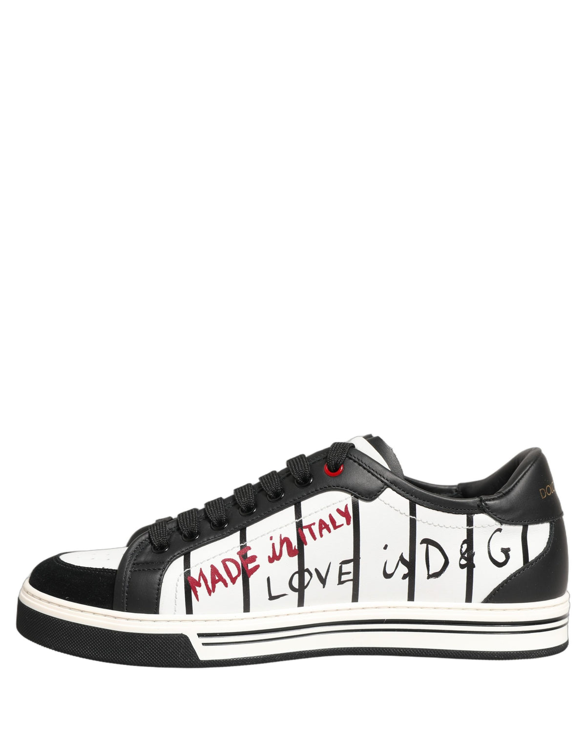 New Dolce & Gabbana White Black DG Logo King Patch Low-Top Sneaker Shoes