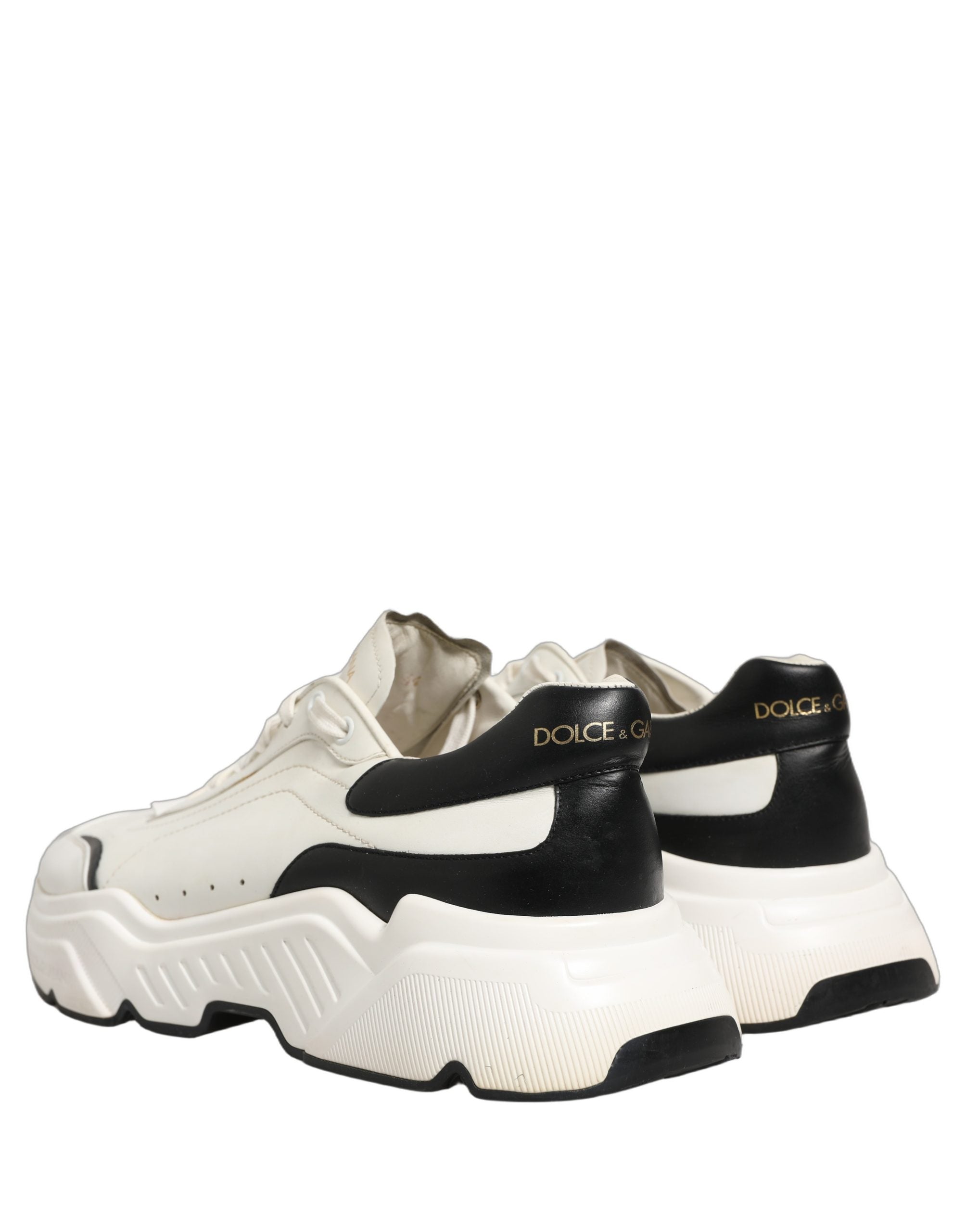 Dolce & Gabbana White Black Daymaster Low Top Sneakers Shoes