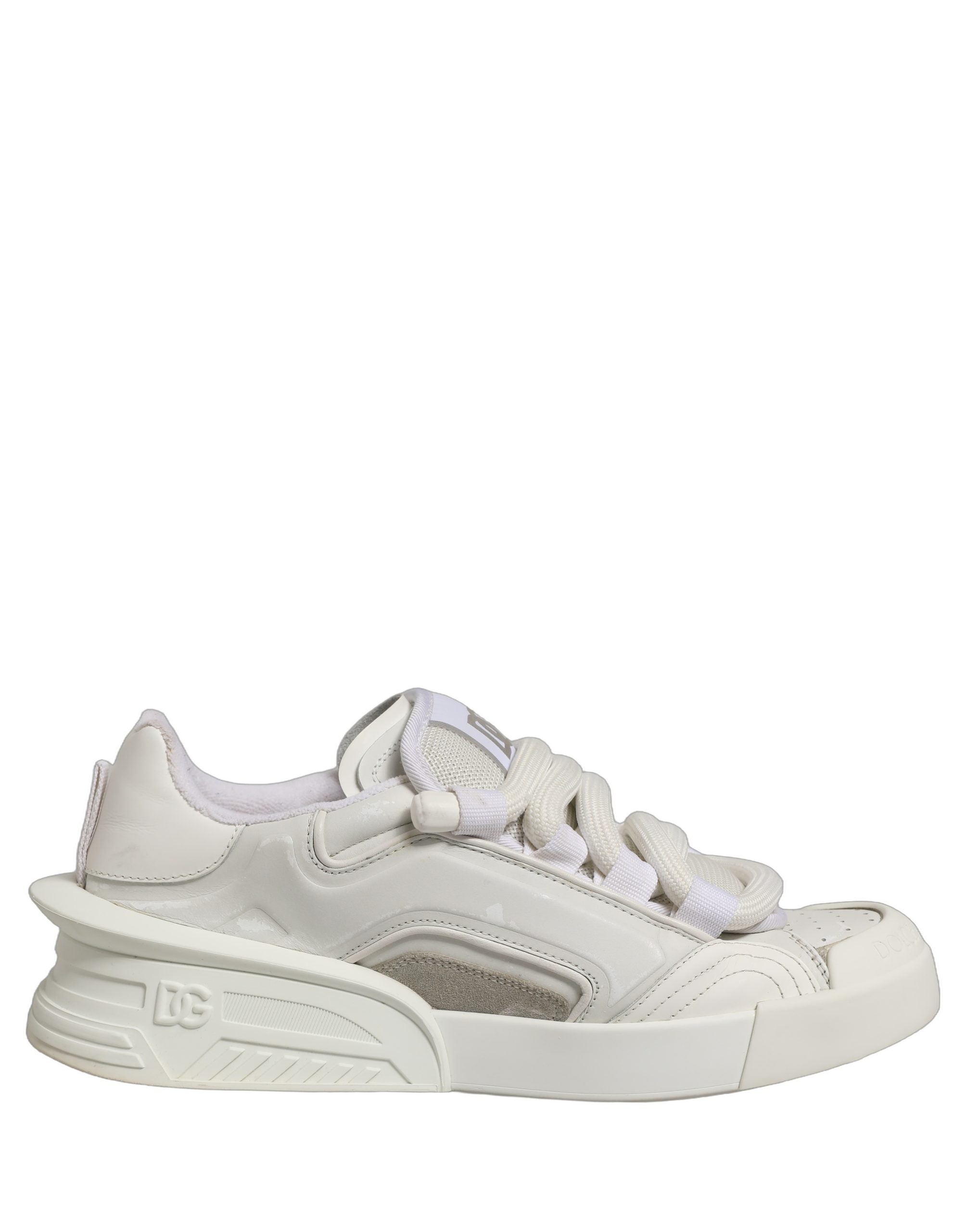 Dolce & Gabbana White Leather Portofino Space Sneakers Shoes