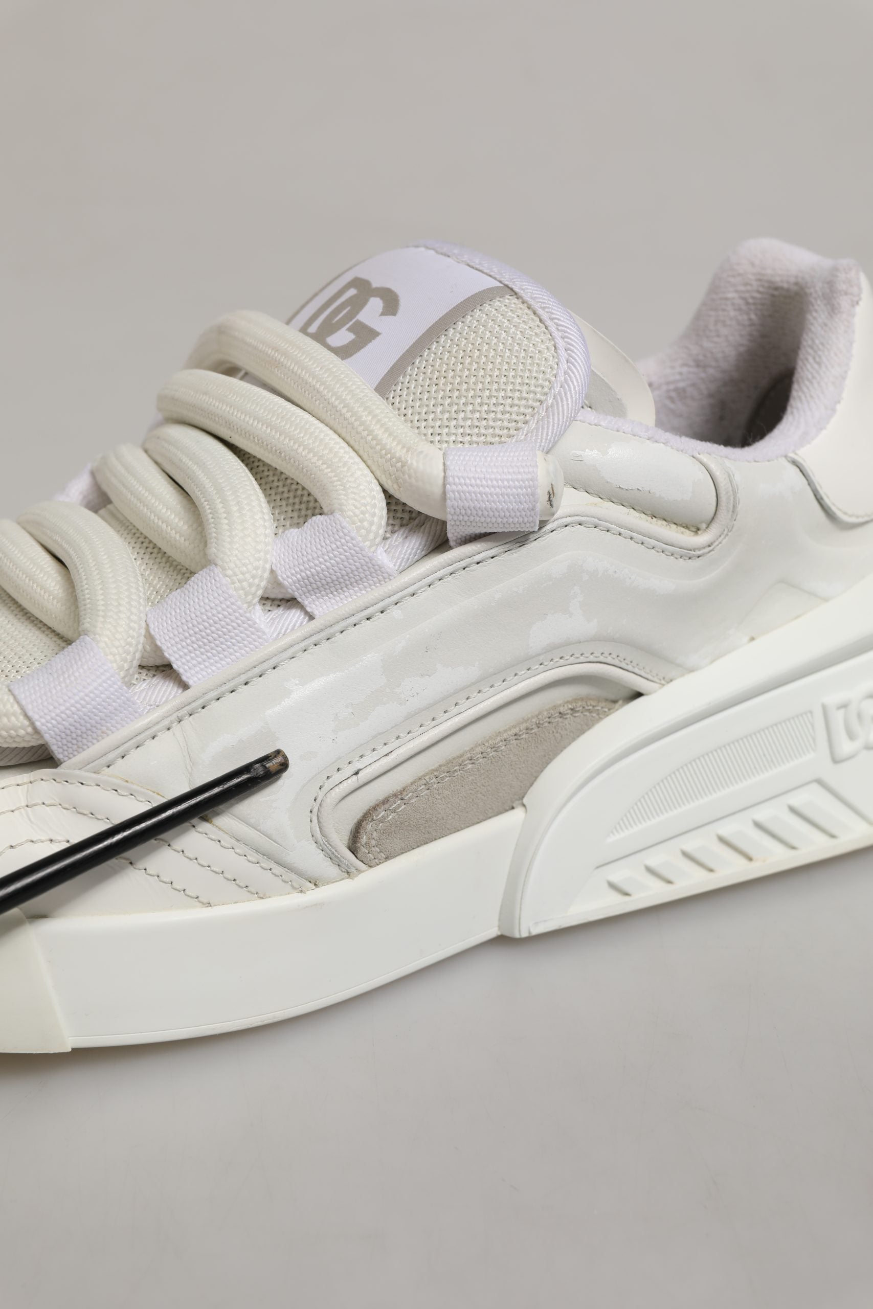 Dolce & Gabbana White Leather Portofino Space Sneakers Shoes