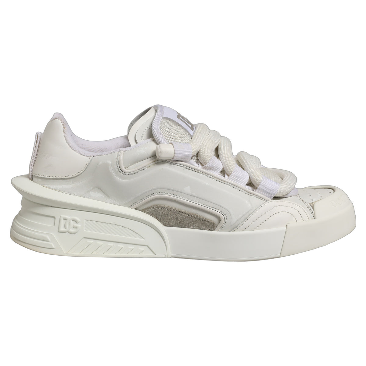Dolce & Gabbana White Leather Portofino Space Sneakers Shoes