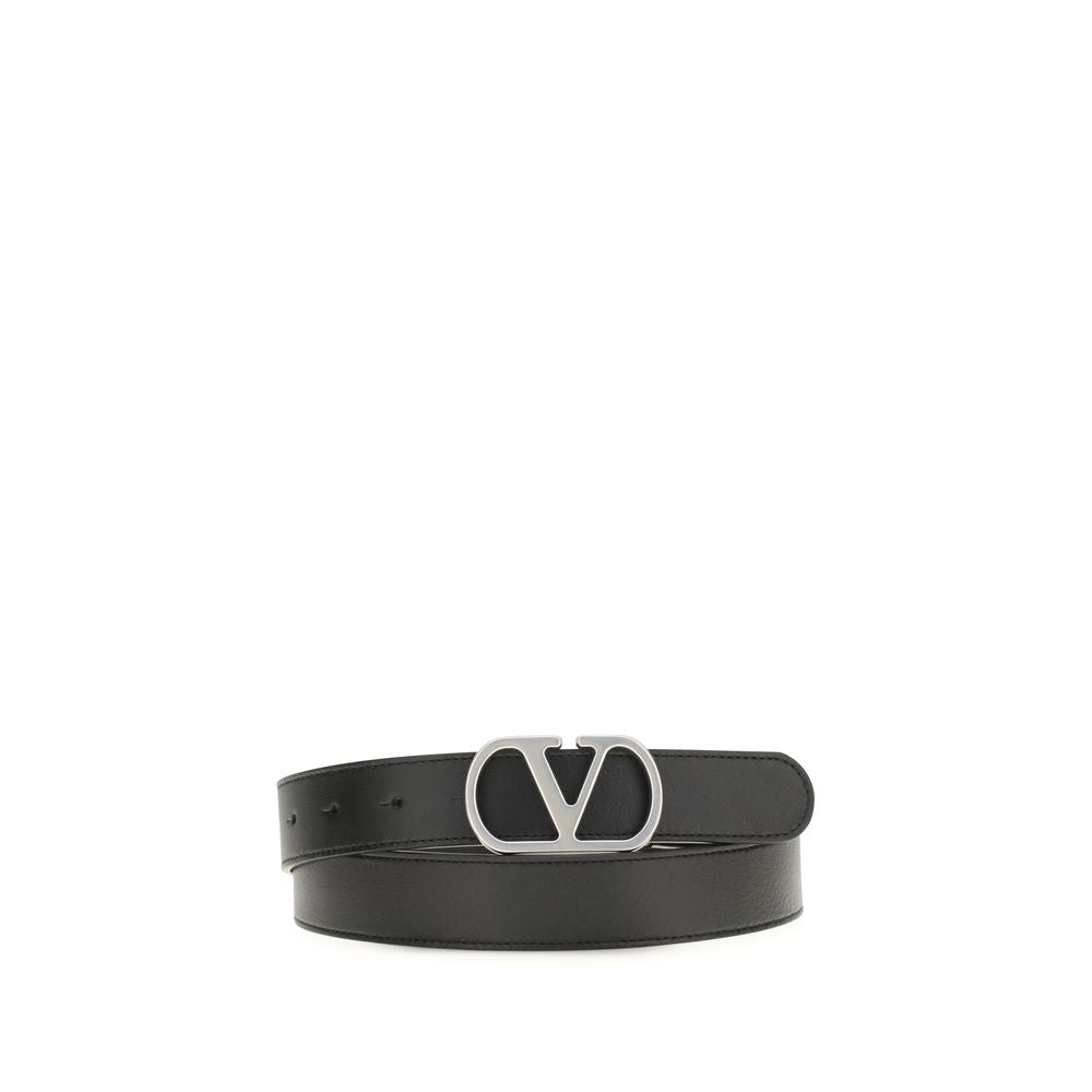 Valentino Garavani Black Calf Leather Bos Taurus Regular Belt