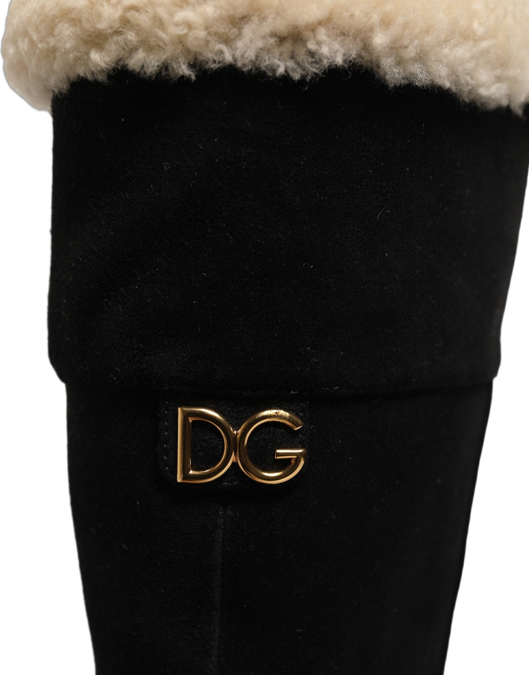 Dolce & Gabbana Black Suede Leather Knee High Boots Shoes